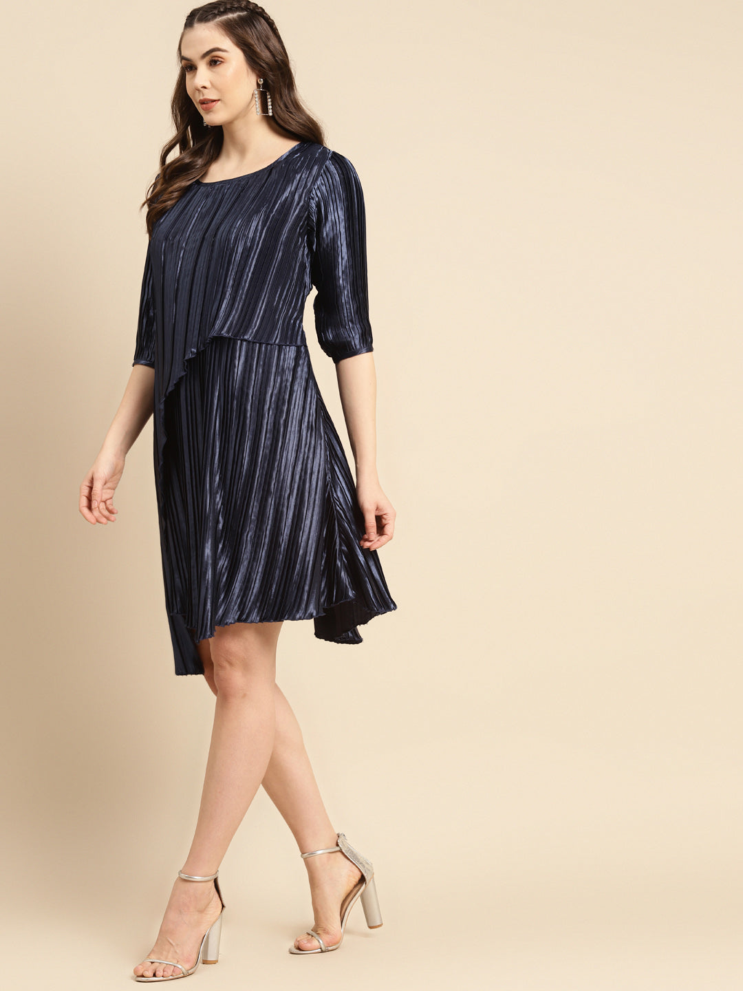 Flared asymmetric overlap dress