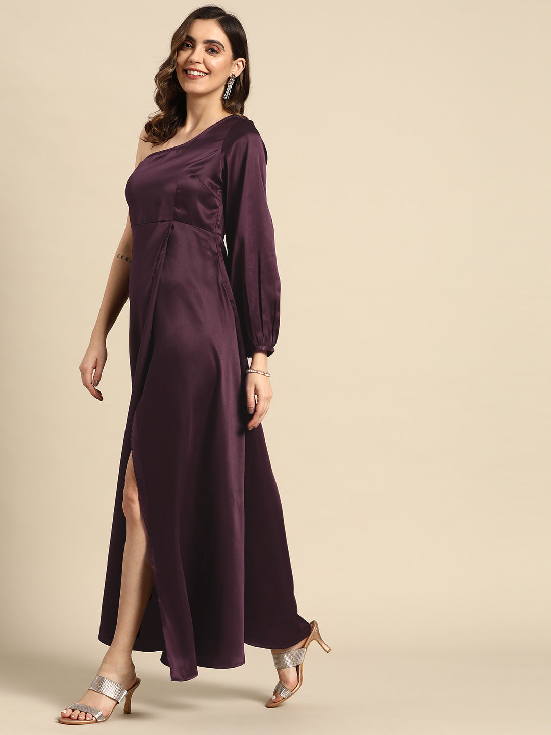 One shoulder Over lap Maxi Dress