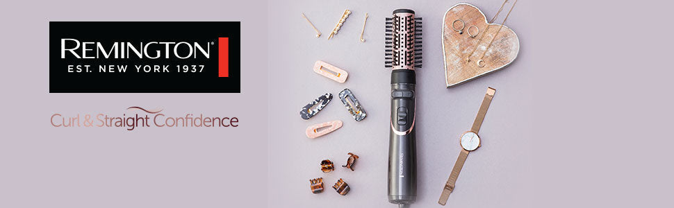 Remington Curl and Straight Confidence Rotating Hot Air Styler - Versatile Curling Iron, Soft Hair Dryer Brush, Paddle Hairbrush -NEW