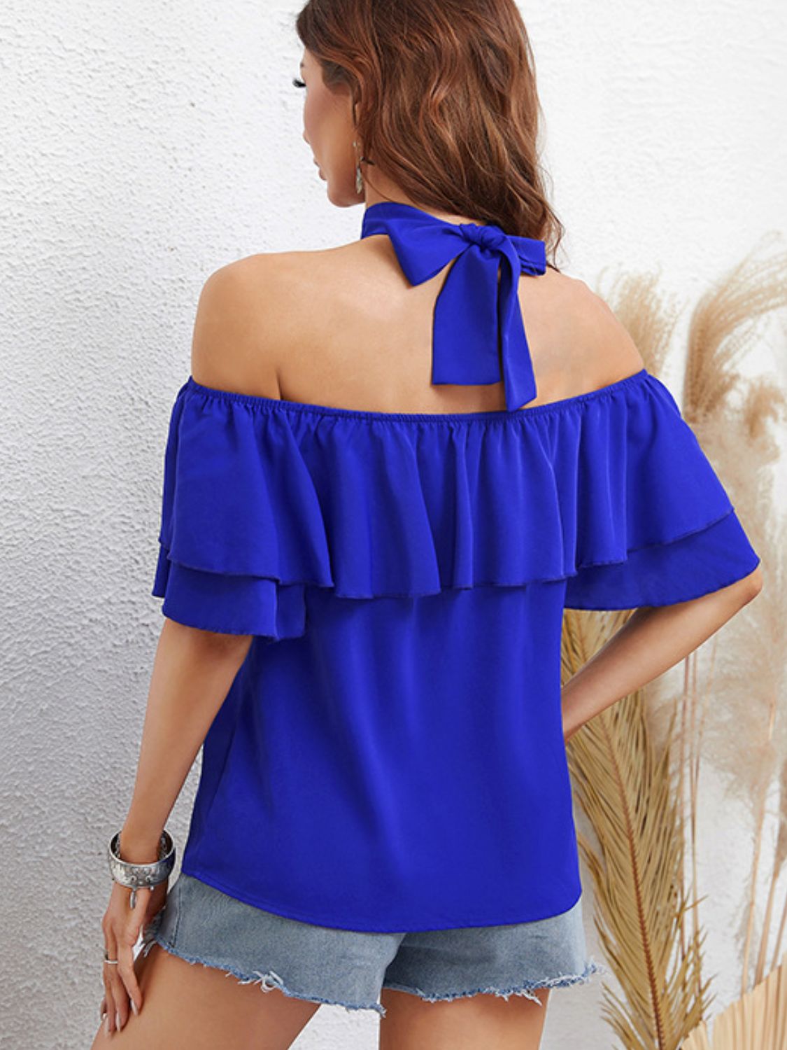 Halter Neck Ruffled Blouse