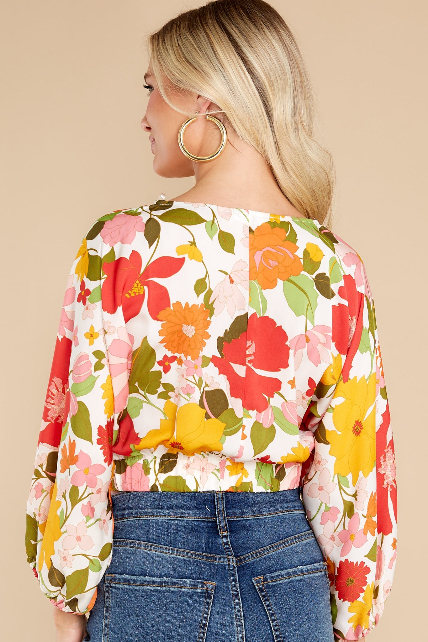 Tropical Paradise Red Floral Print Crop Top