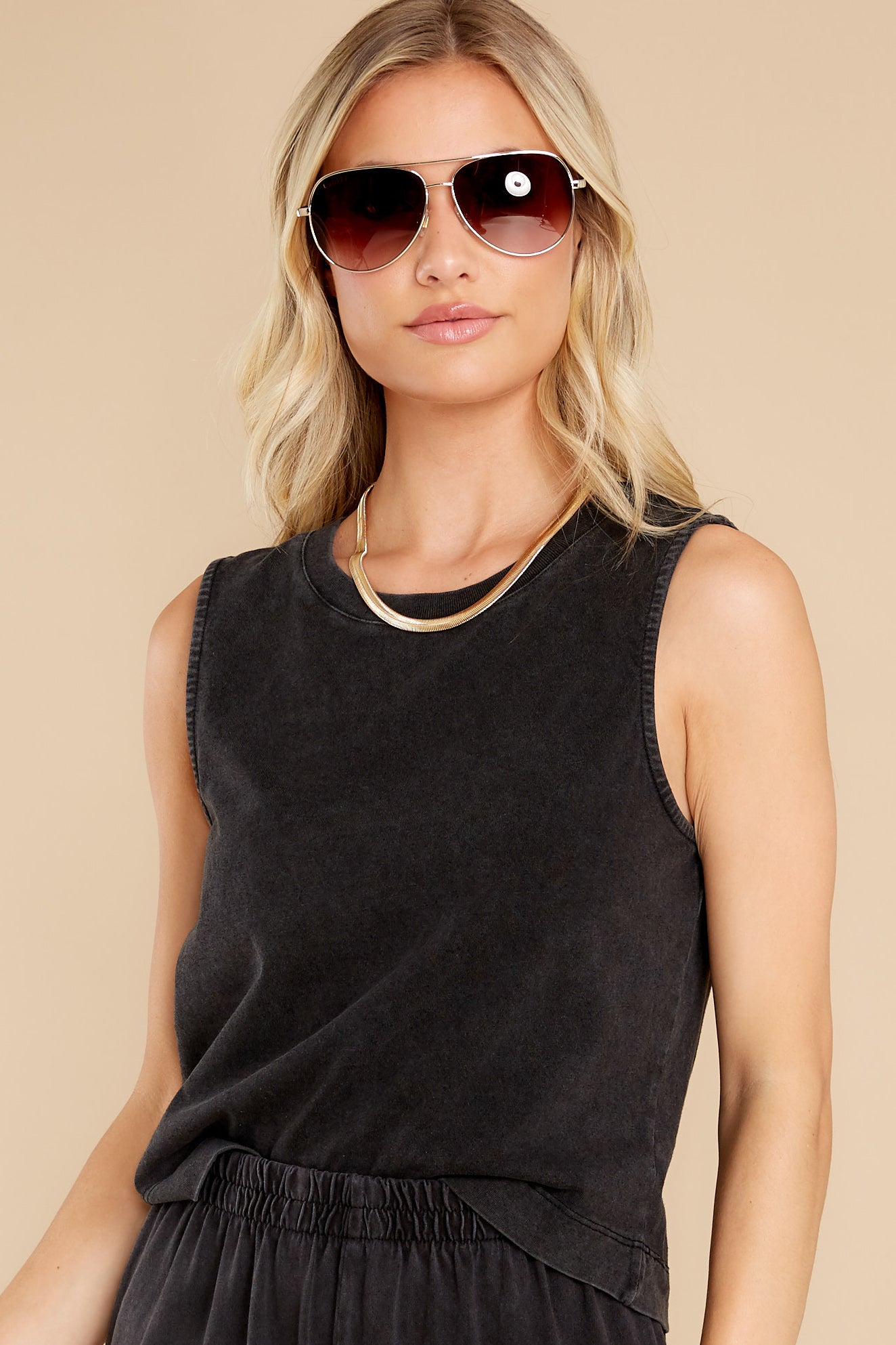 Sloan Black Cotton Jersey Tank