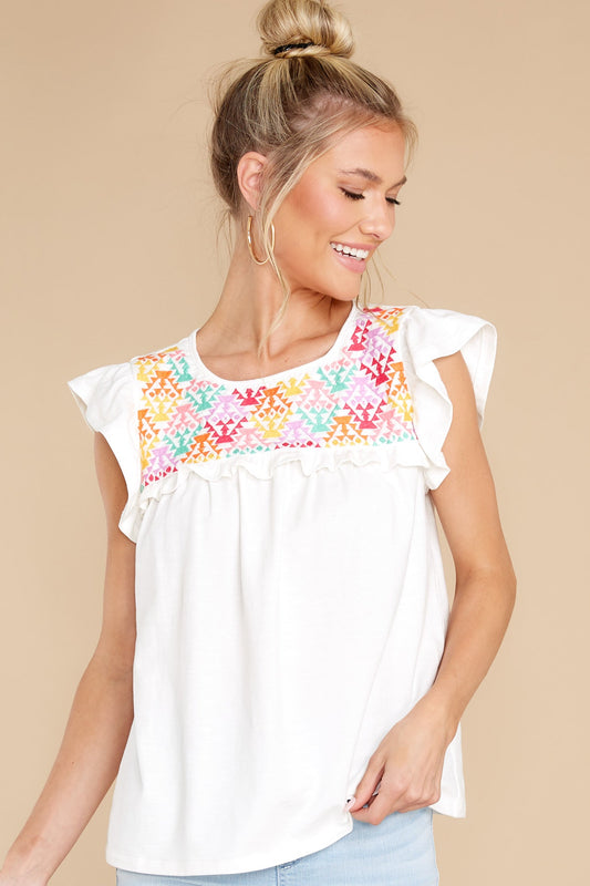 Getting Inspired White Embroidered Top