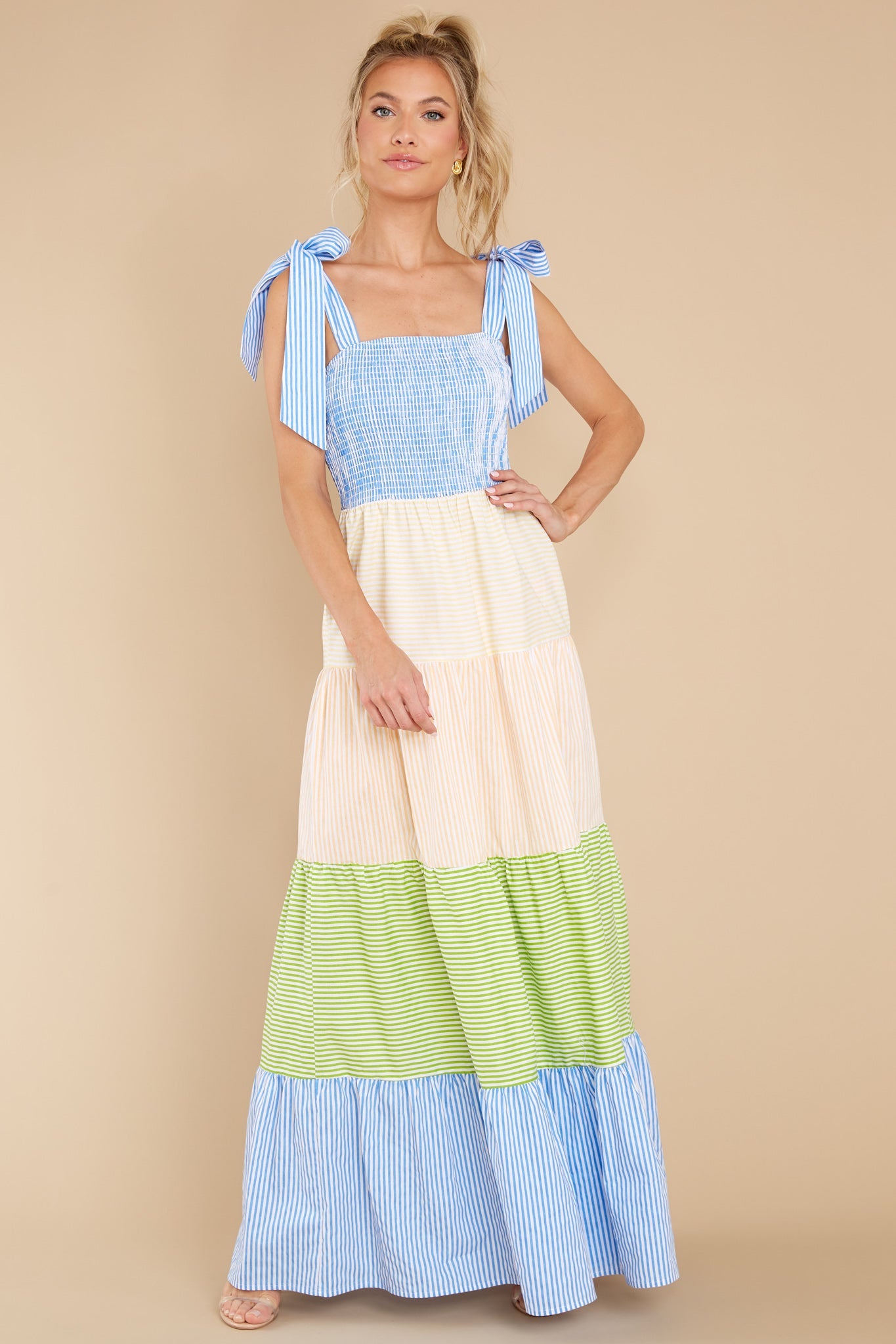 Sweetest Intentions Blue Multi Stripe Maxi Dress