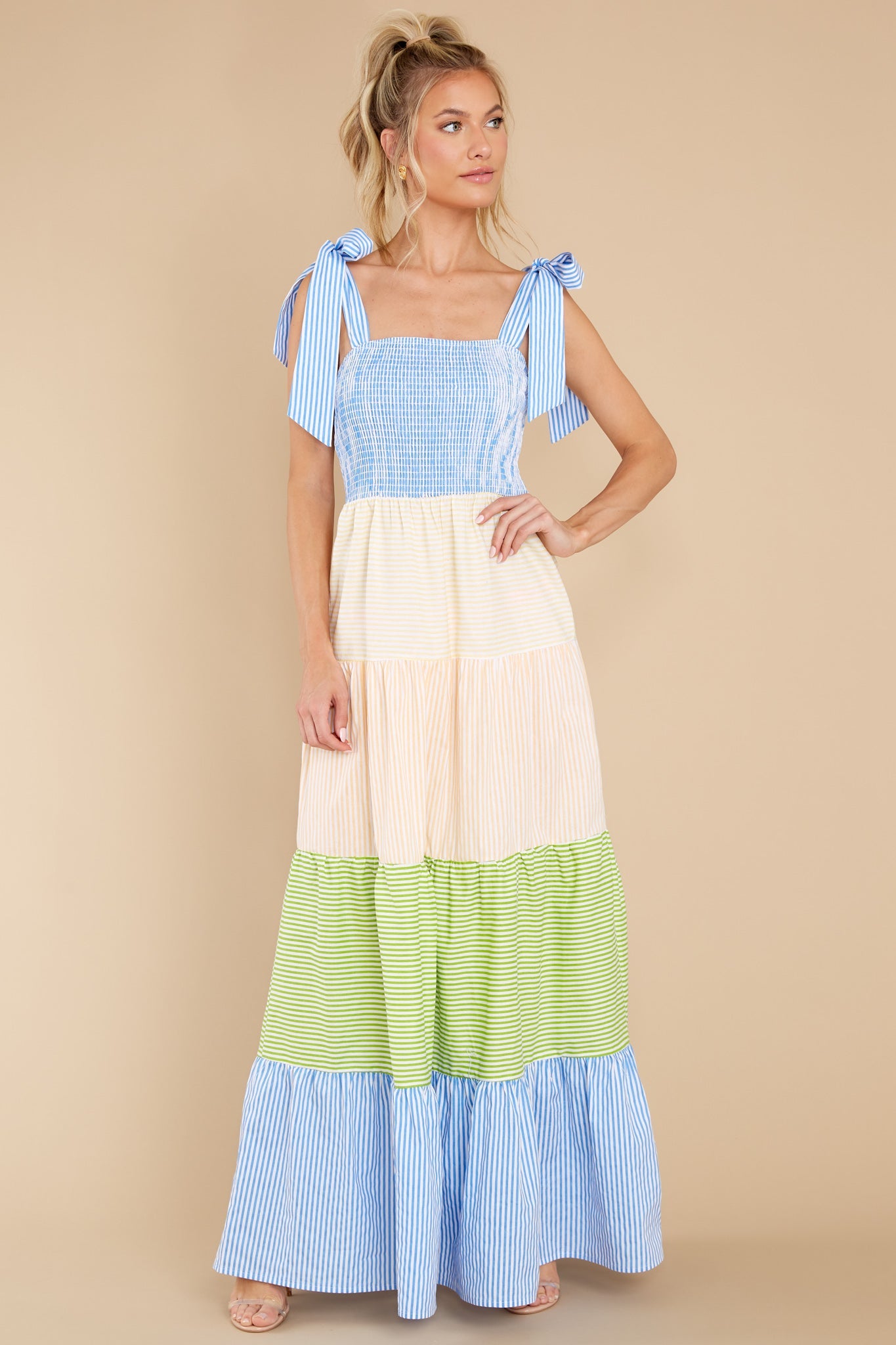 Sweetest Intentions Blue Multi Stripe Maxi Dress