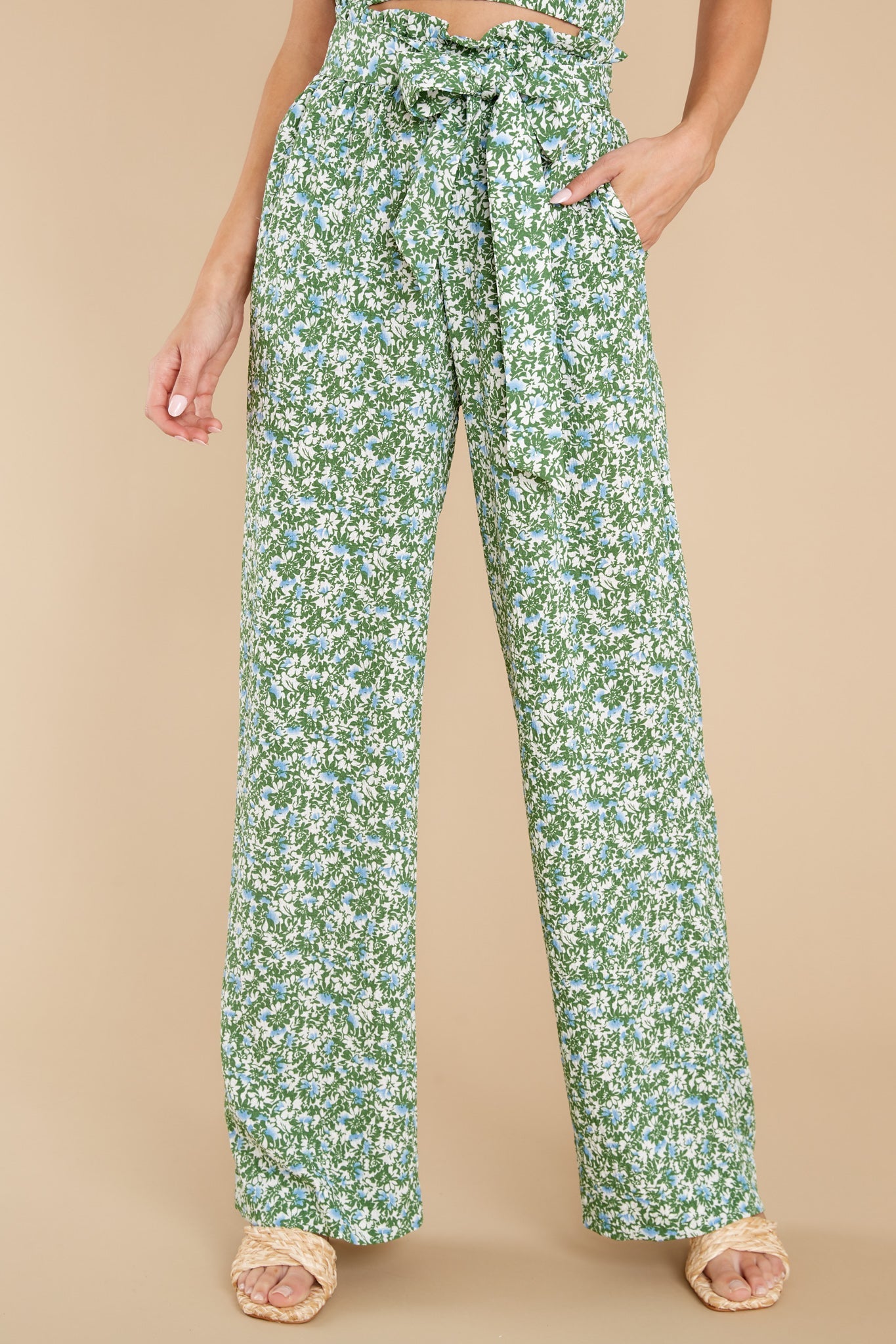 Settle Down Green Floral Print Two Piece Set