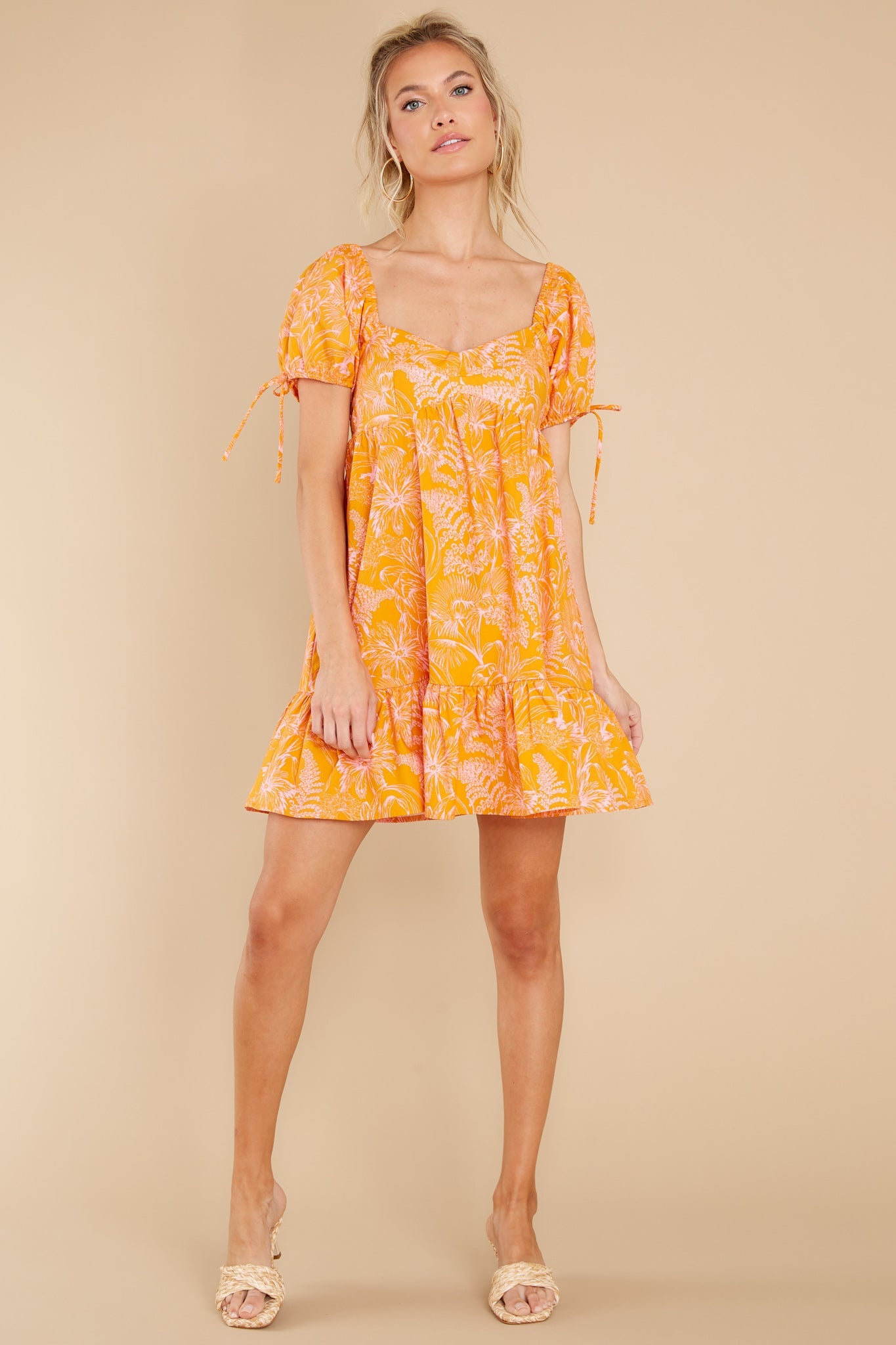 No One Compares Orange Floral Print Dress