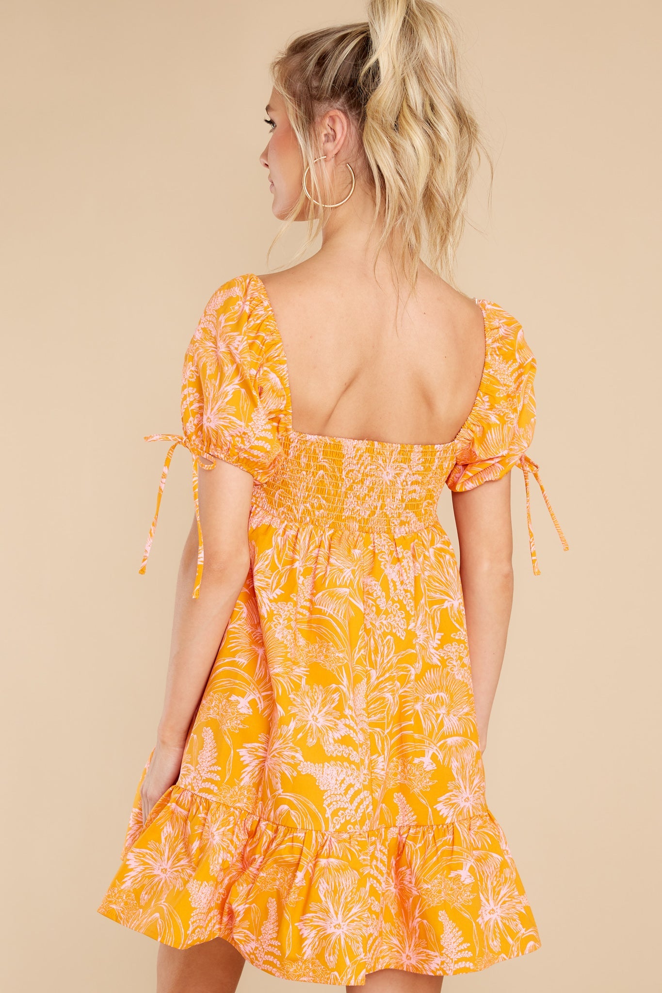 No One Compares Orange Floral Print Dress