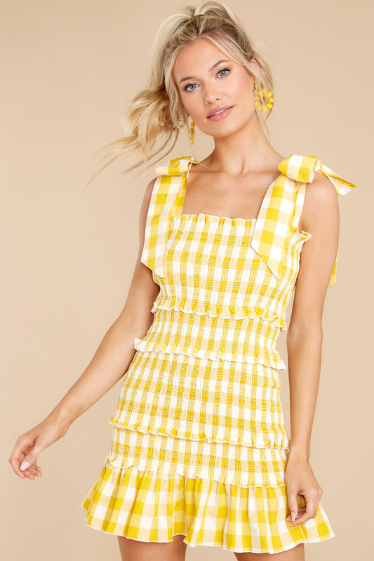 Right About You Yellow Gingham Dress