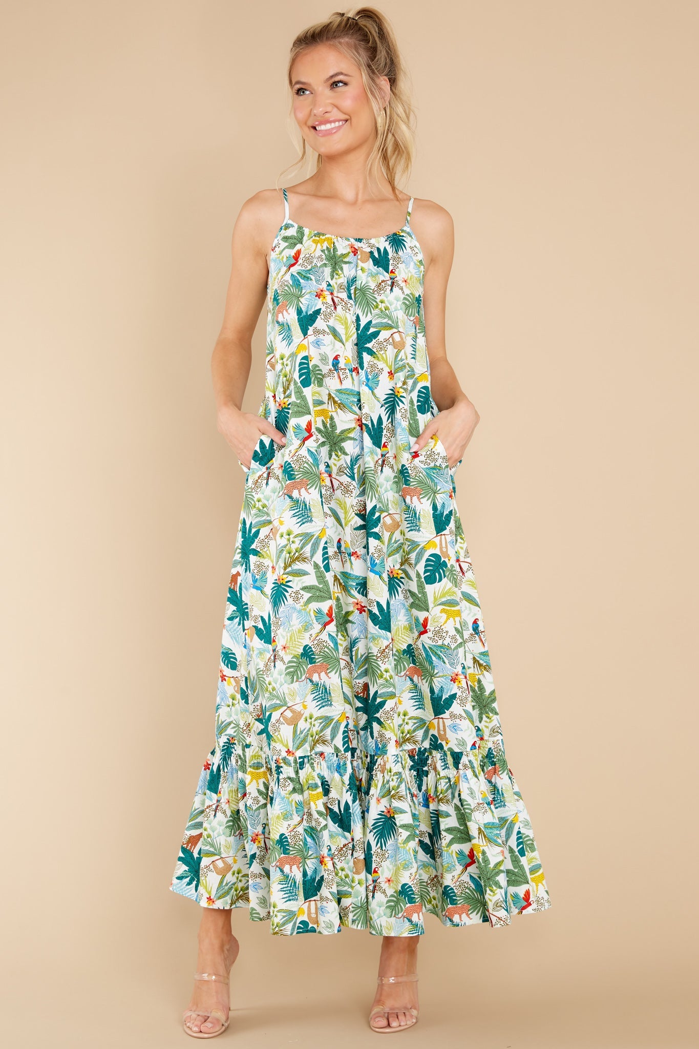 Escape To Paradise Off White Rio Print Maxi Dress