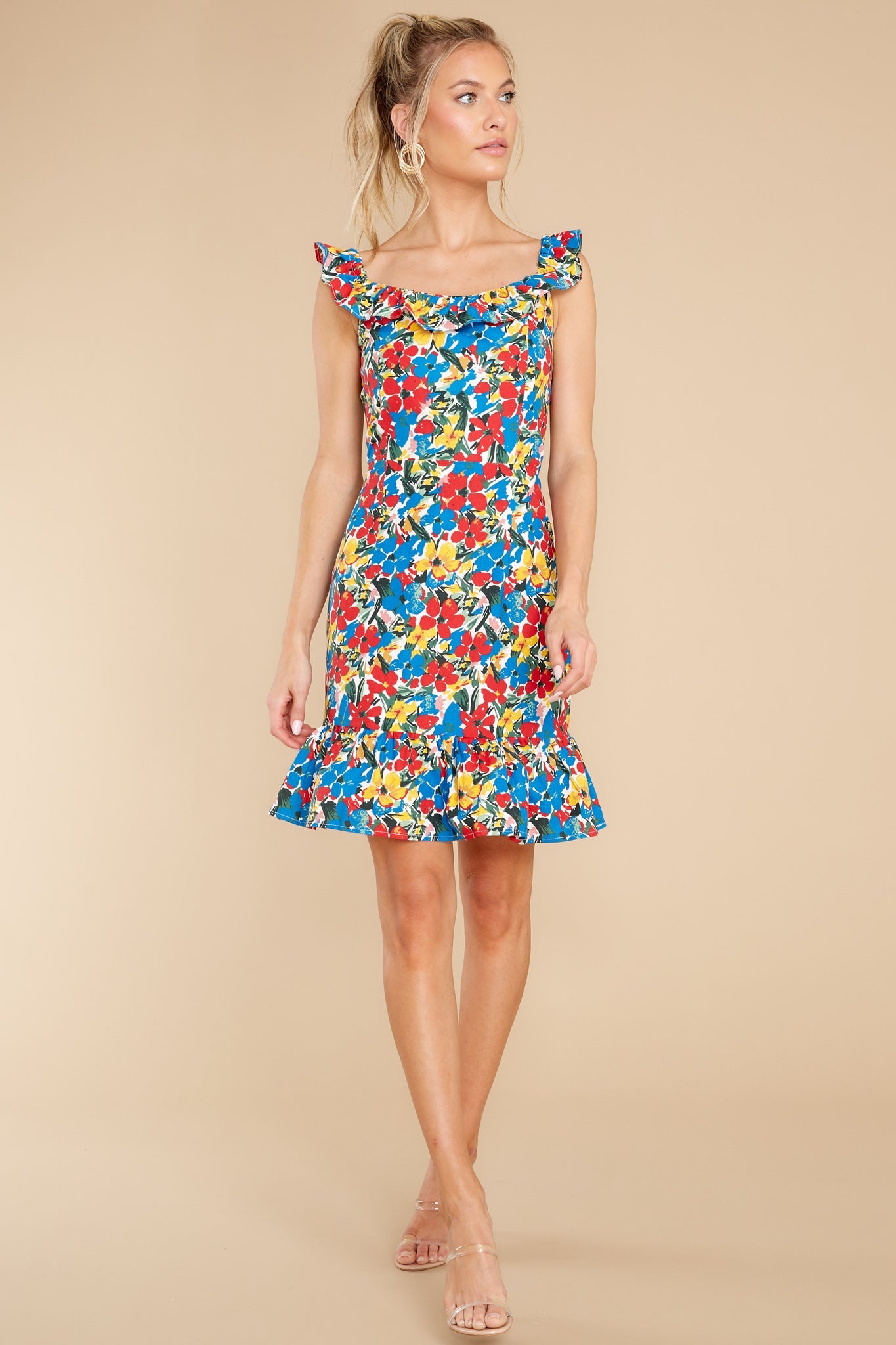 Kind Memories Red Sorrente Print Sleeveless Dress