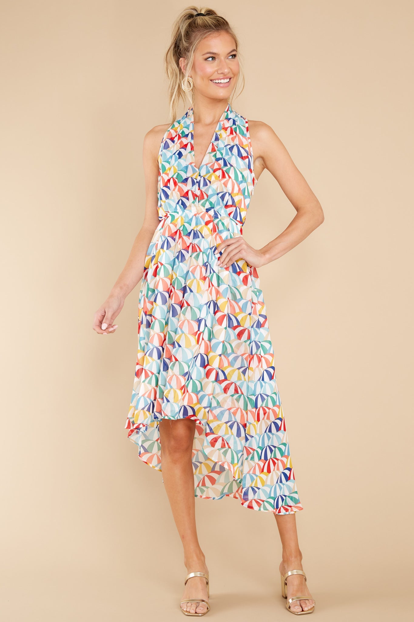 Effortless Feeling White Parasol Long Printed Dress