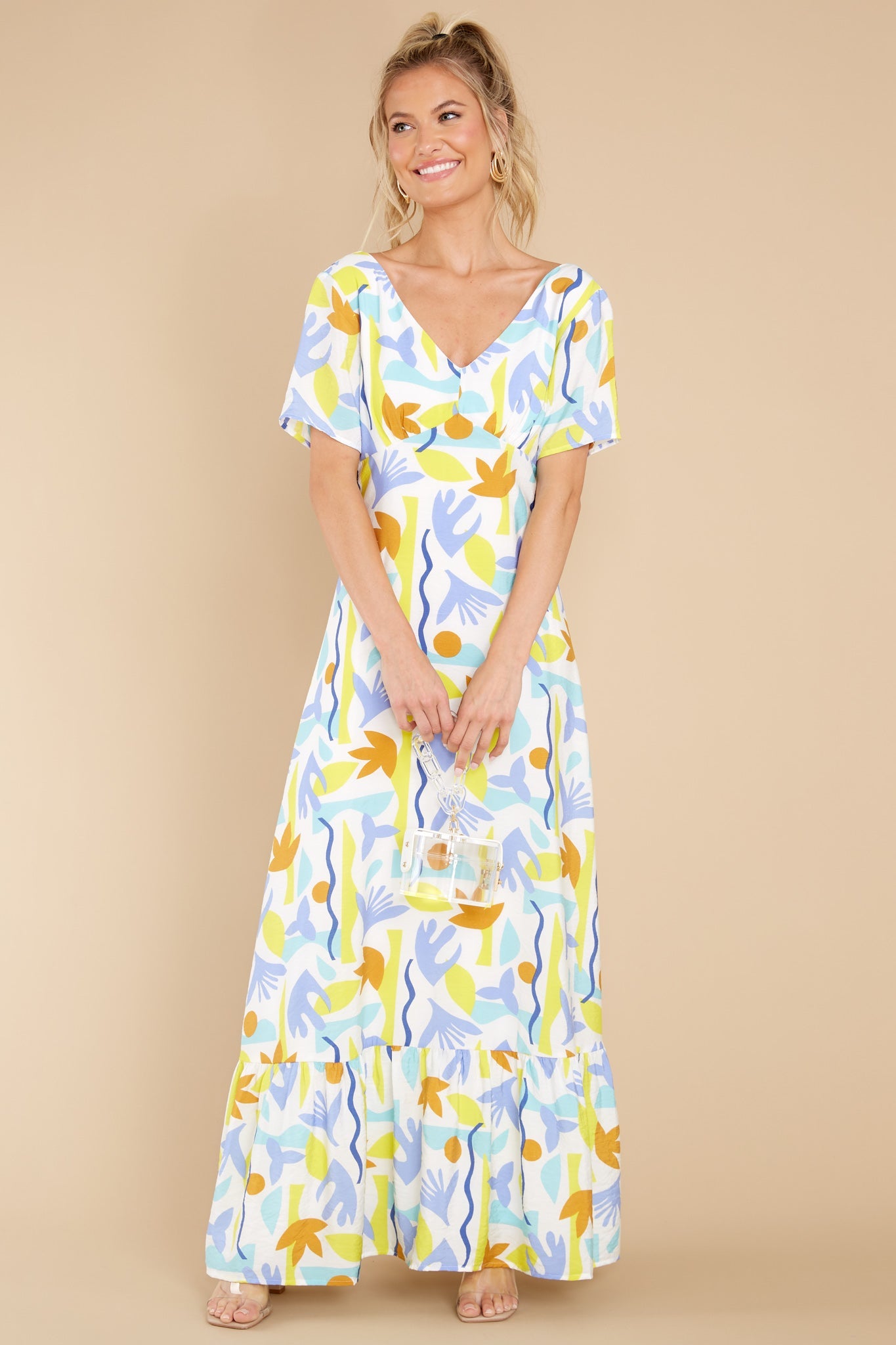 Chance To Dance White Brac Print Long Dress