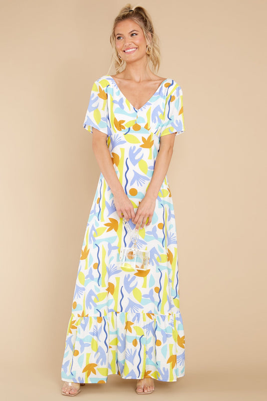 Chance To Dance White Brac Print Long Dress