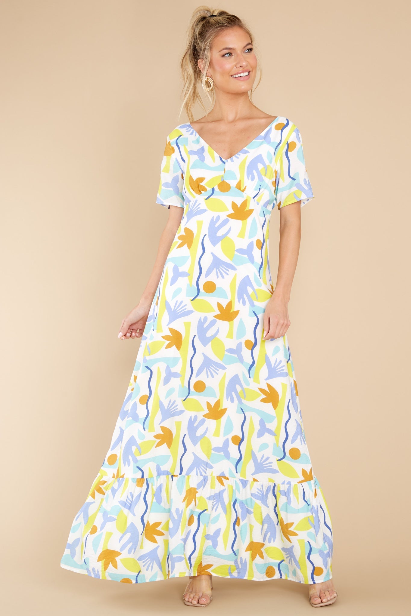 Chance To Dance White Brac Print Long Dress