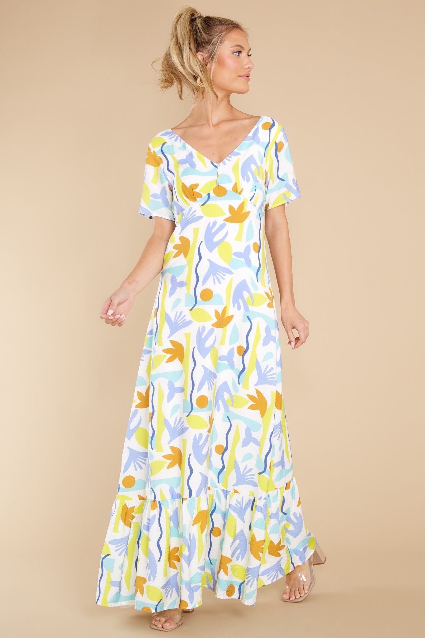 Chance To Dance White Brac Print Long Dress