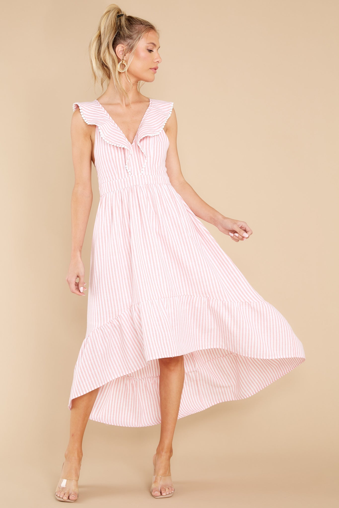Clear Sailing Pink Touquet Long Print Dress