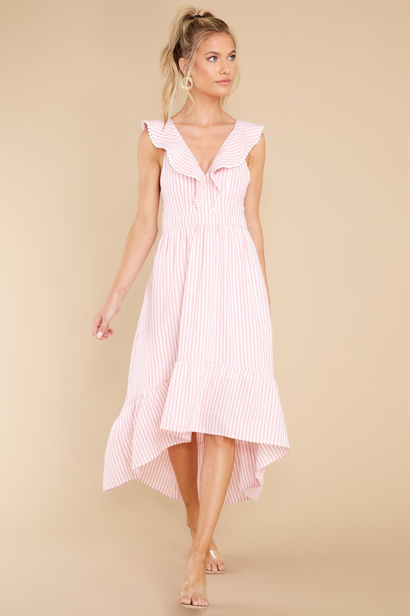 Clear Sailing Pink Touquet Long Print Dress