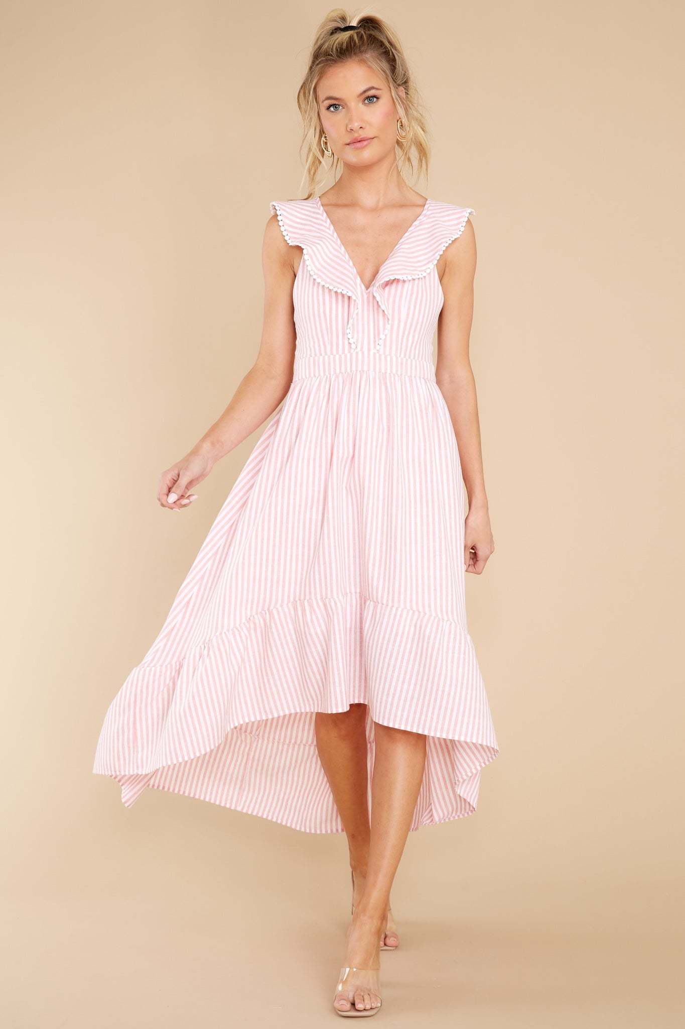 Clear Sailing Pink Touquet Long Print Dress