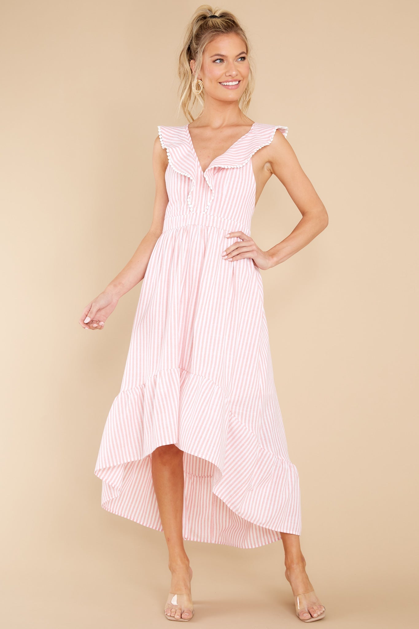 Clear Sailing Pink Touquet Long Print Dress