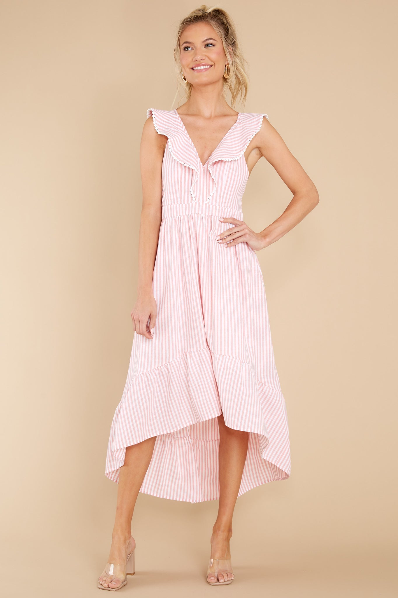 Clear Sailing Pink Touquet Long Print Dress