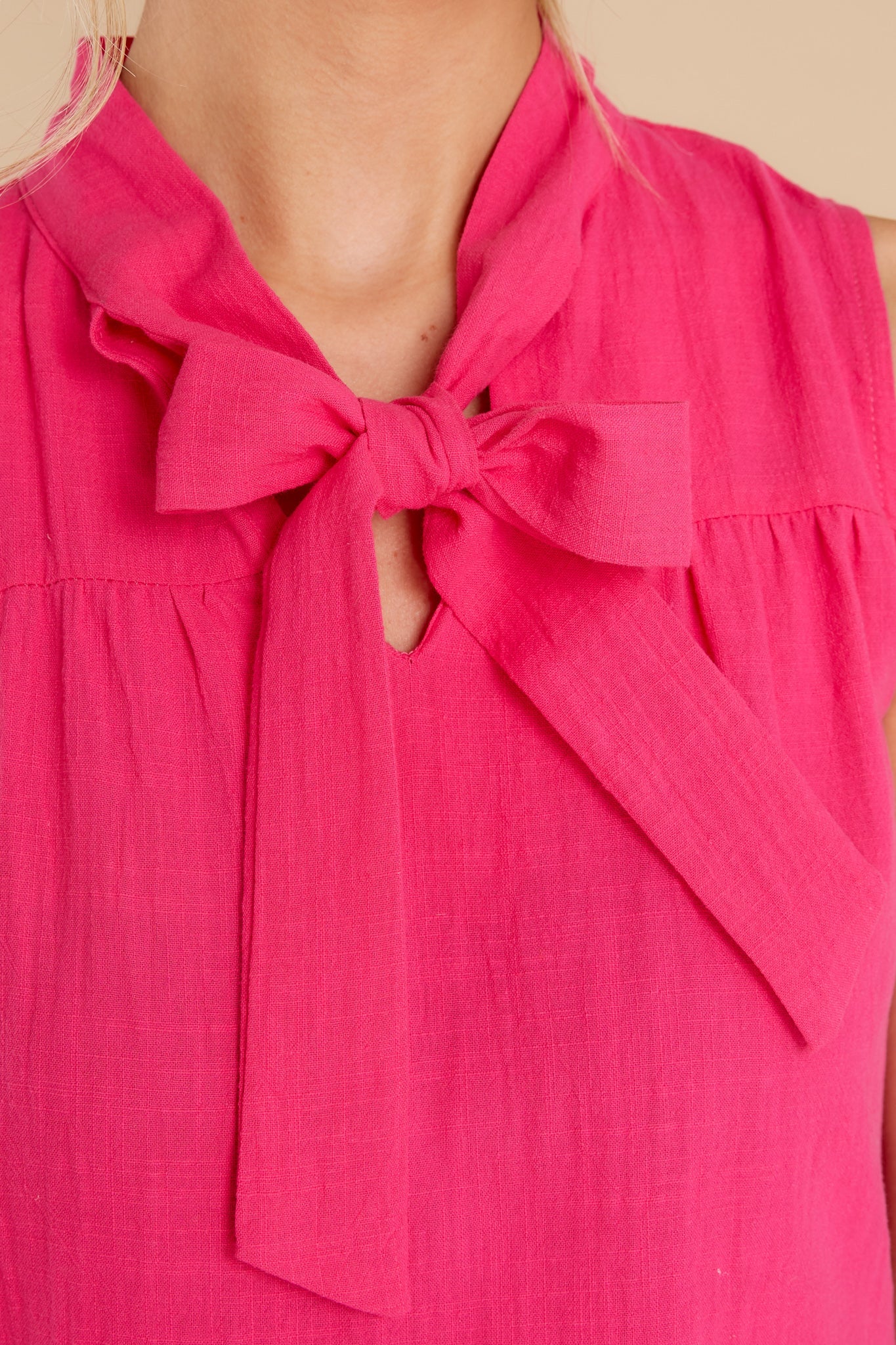 Rush Of Romance Fuchsia Tie Collar Maxi Dress