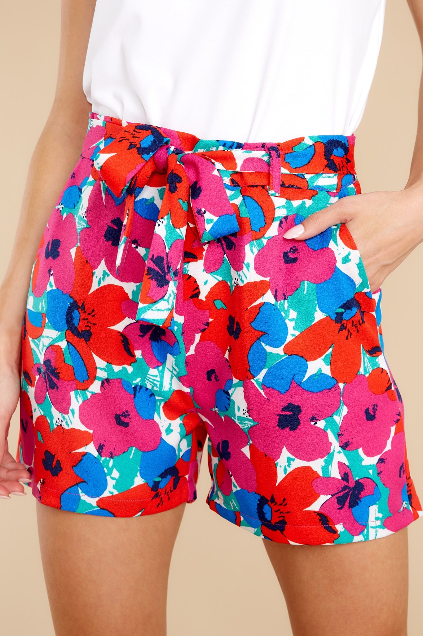 Sun And Blooms Fuchsia Andy Floral Print Flare Shorts