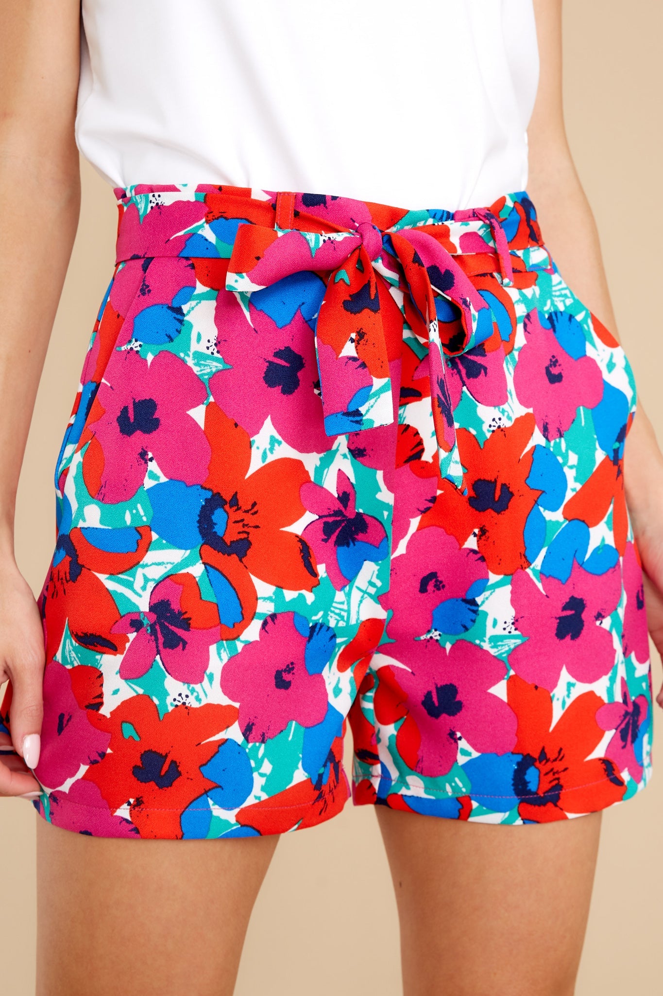 Sun And Blooms Fuchsia Andy Floral Print Flare Shorts