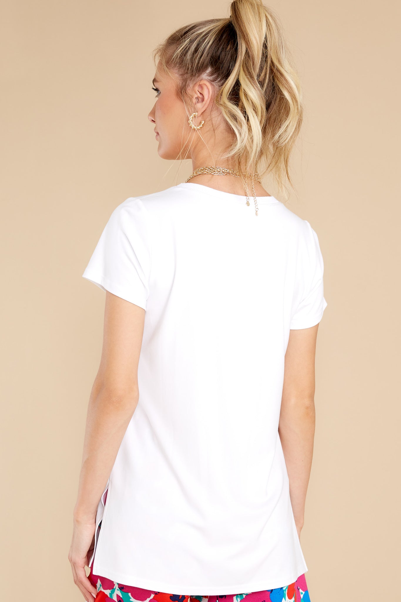 Perfect Length Top White Short Sleeve Tee