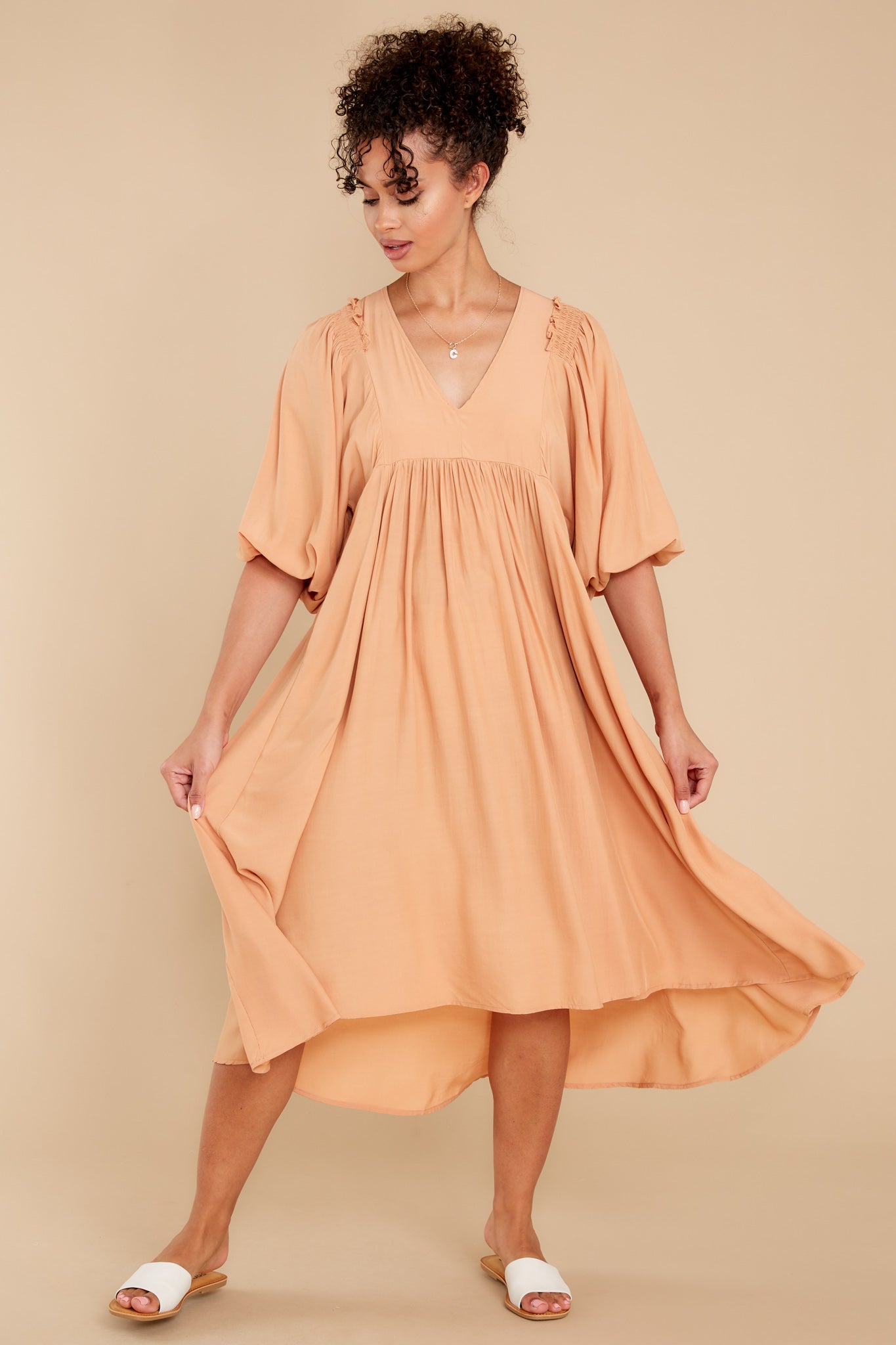 Sweet Interlude Apricot High-Low Dress