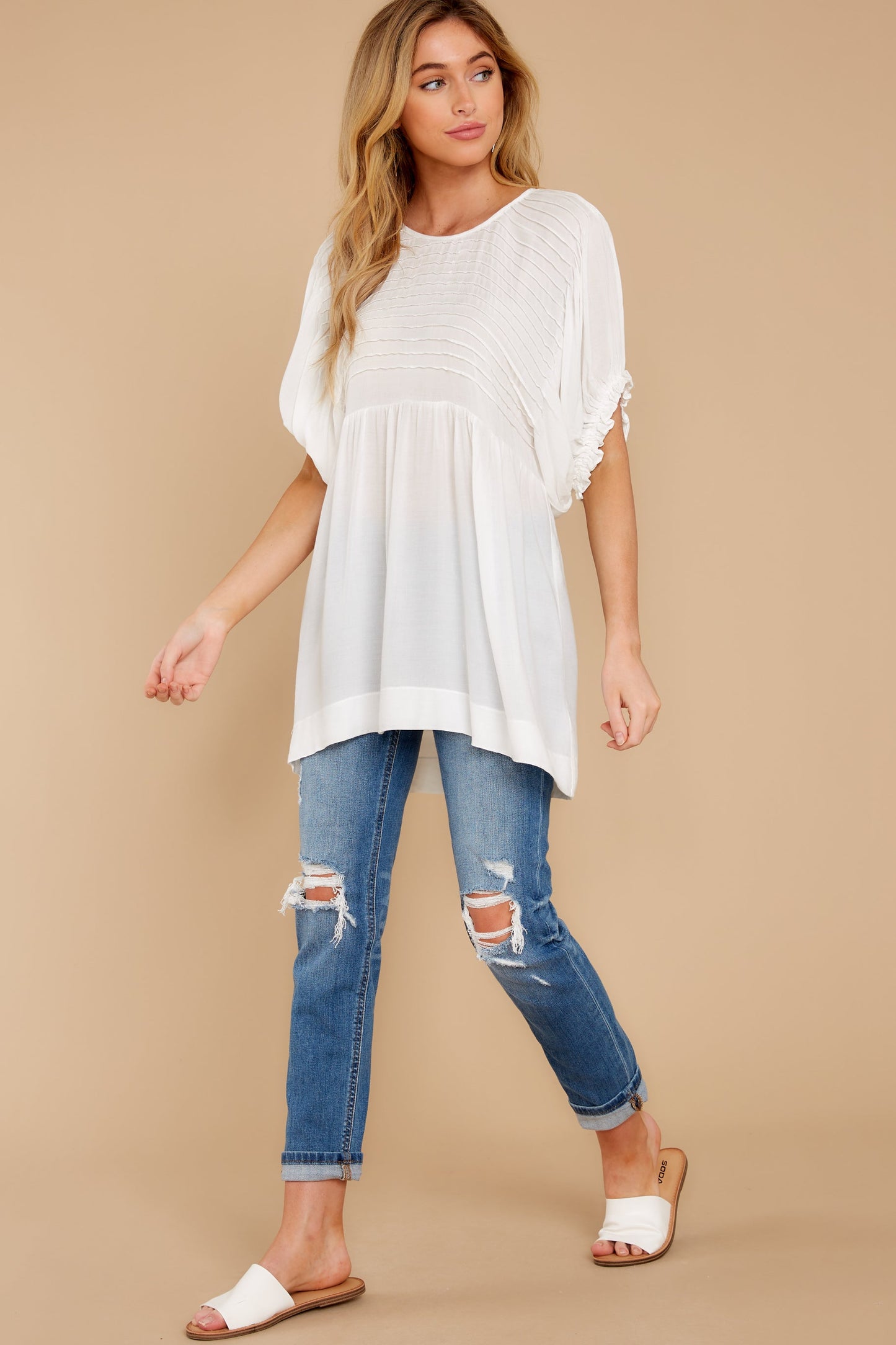 Morning Glory Off White Tunic Top