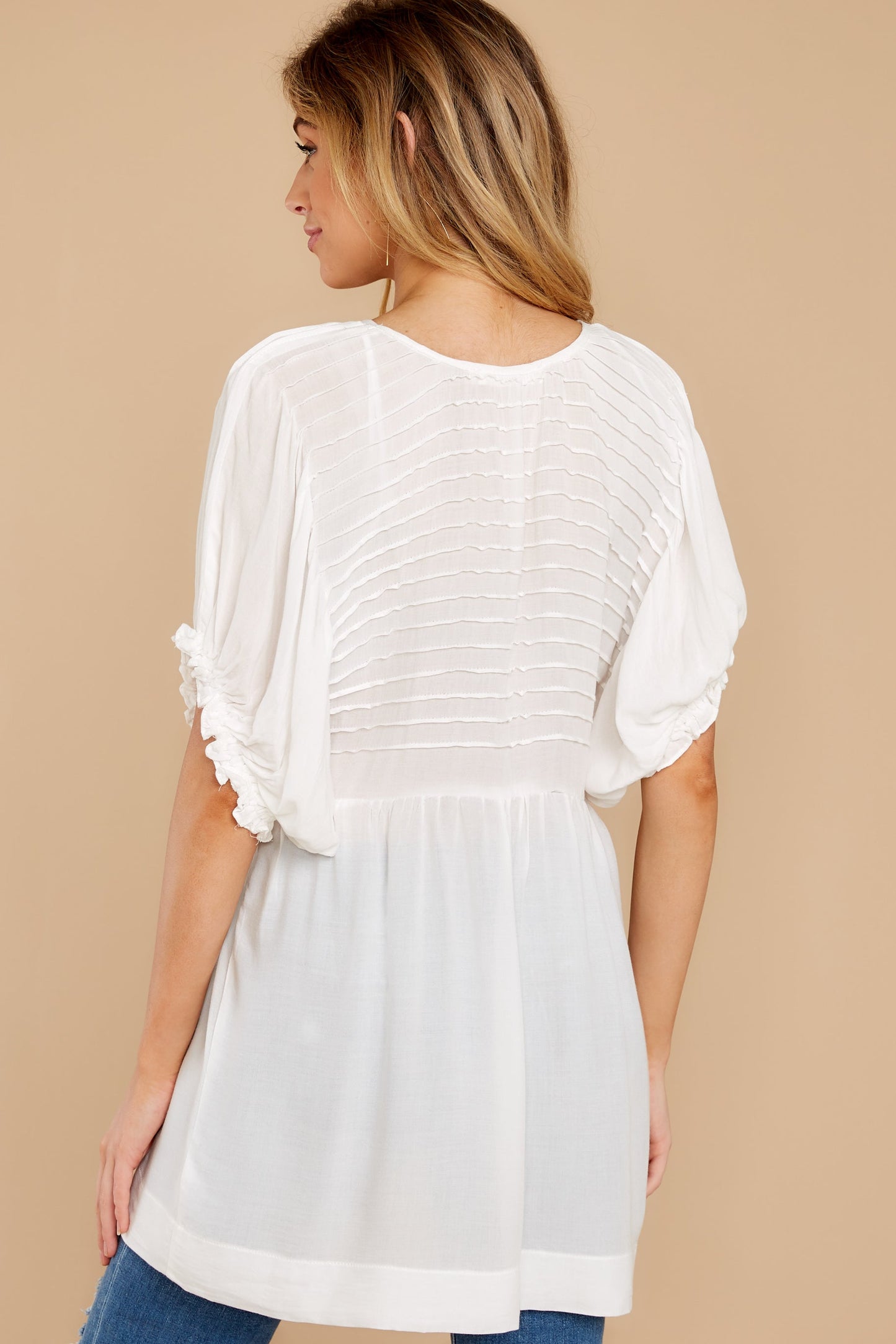 Morning Glory Off White Tunic Top