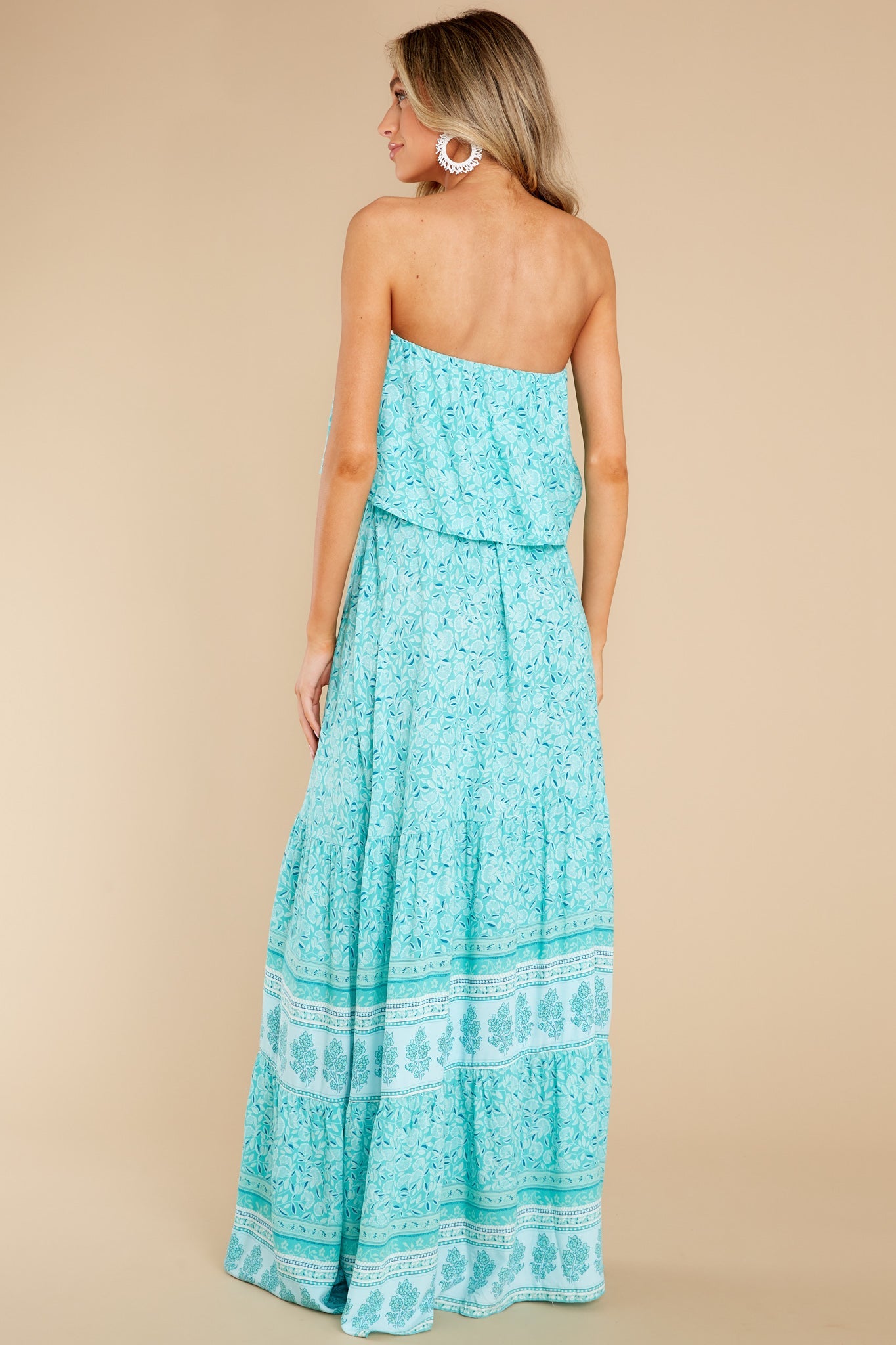 Win Her Heart Aqua Multi Print Maxi Dress