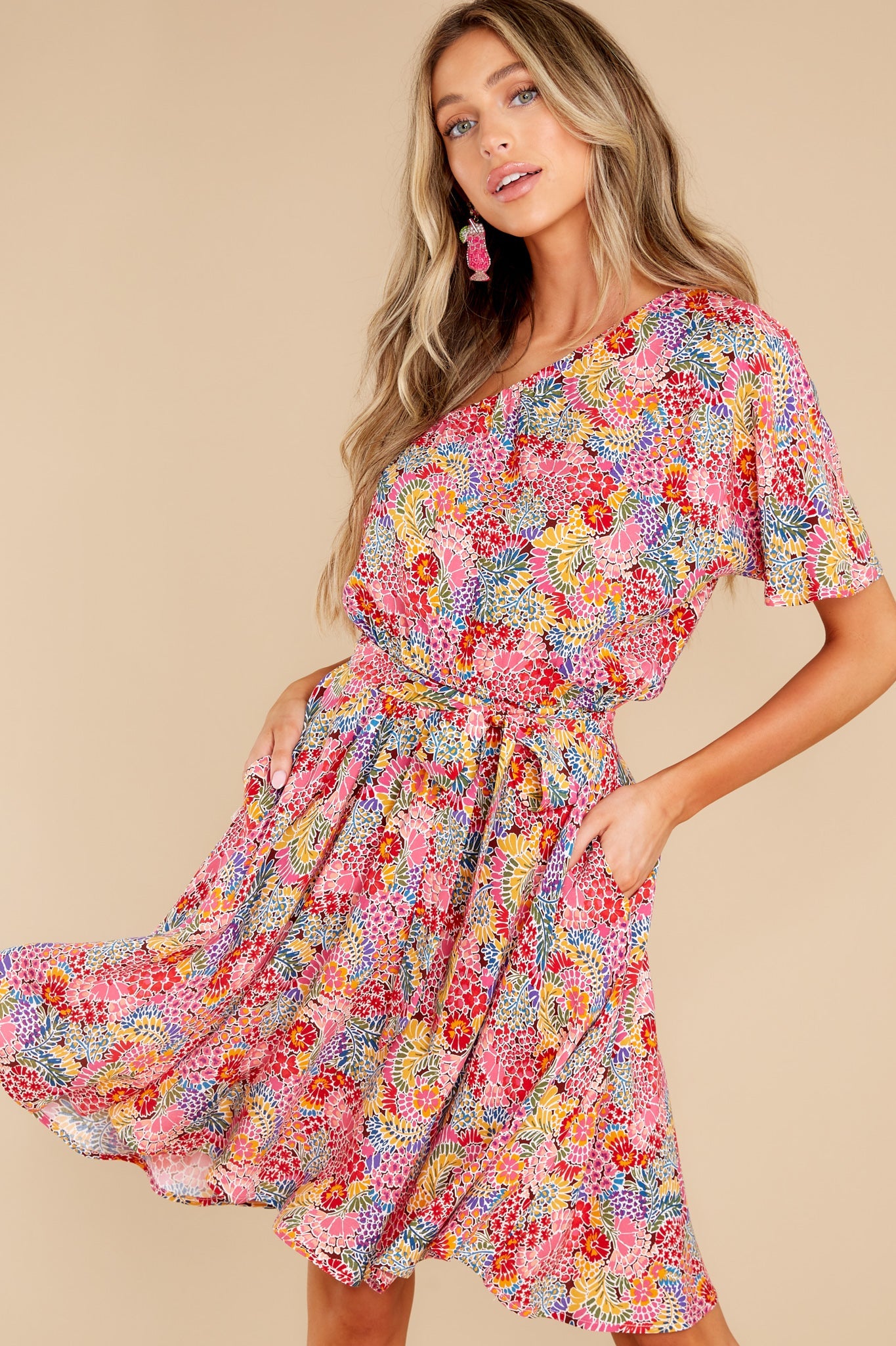 Good Times Ahead Pink Floral Print Dress