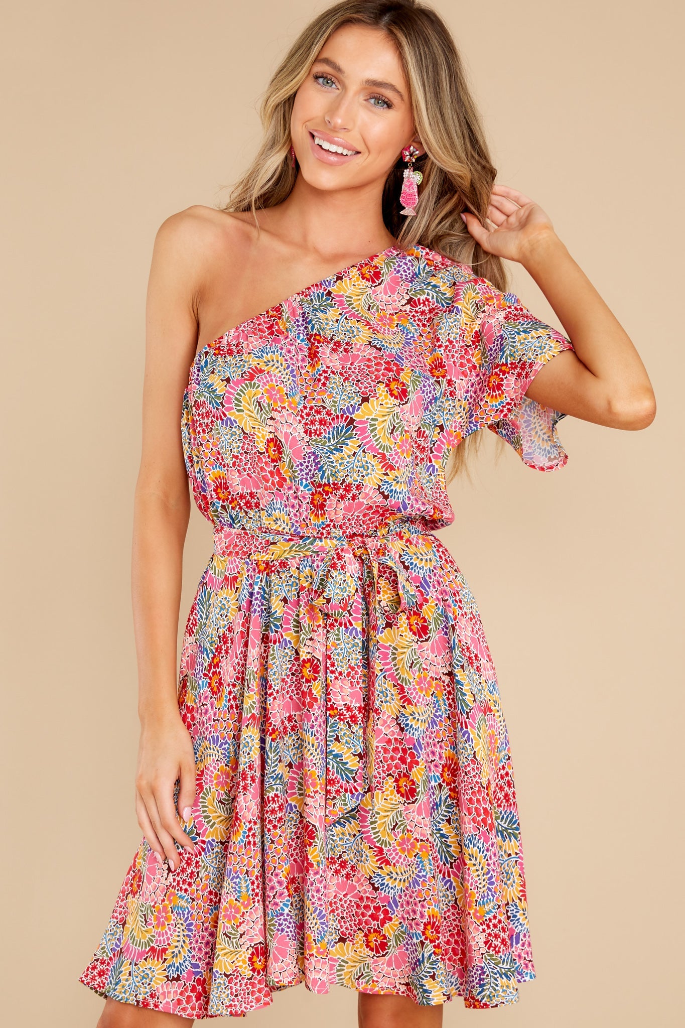 Good Times Ahead Pink Floral Print Dress
