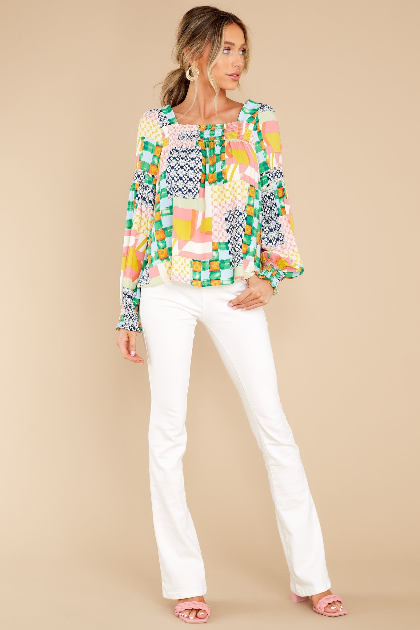 Getting Creative Green Multi Print Top