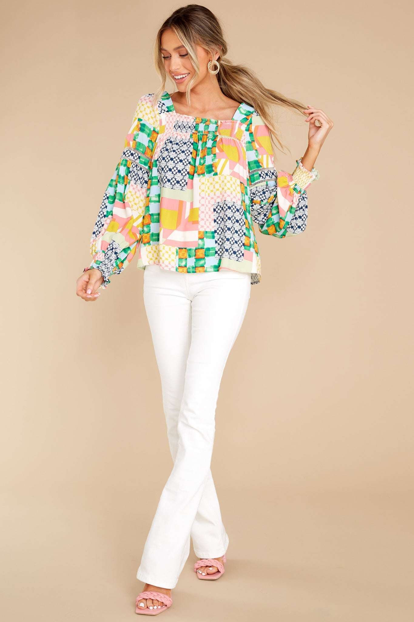 Getting Creative Green Multi Print Top