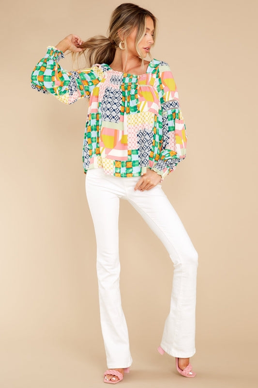 Getting Creative Green Multi Print Top