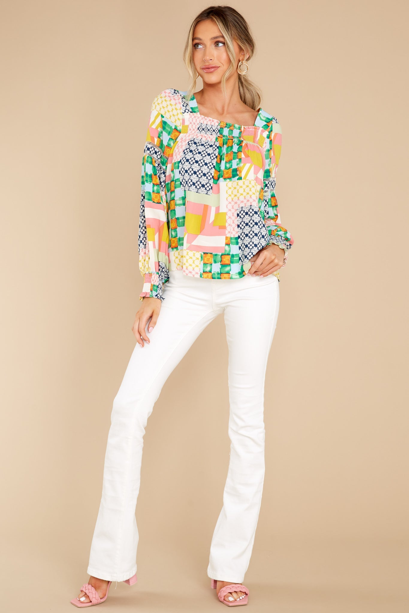 Getting Creative Green Multi Print Top