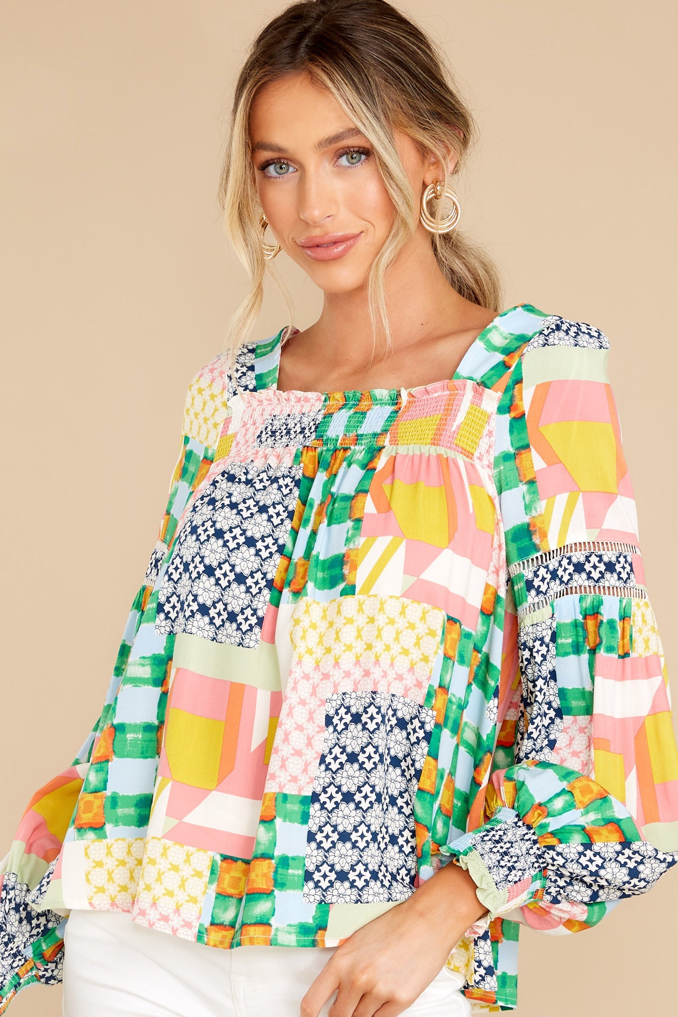 Getting Creative Green Multi Print Top