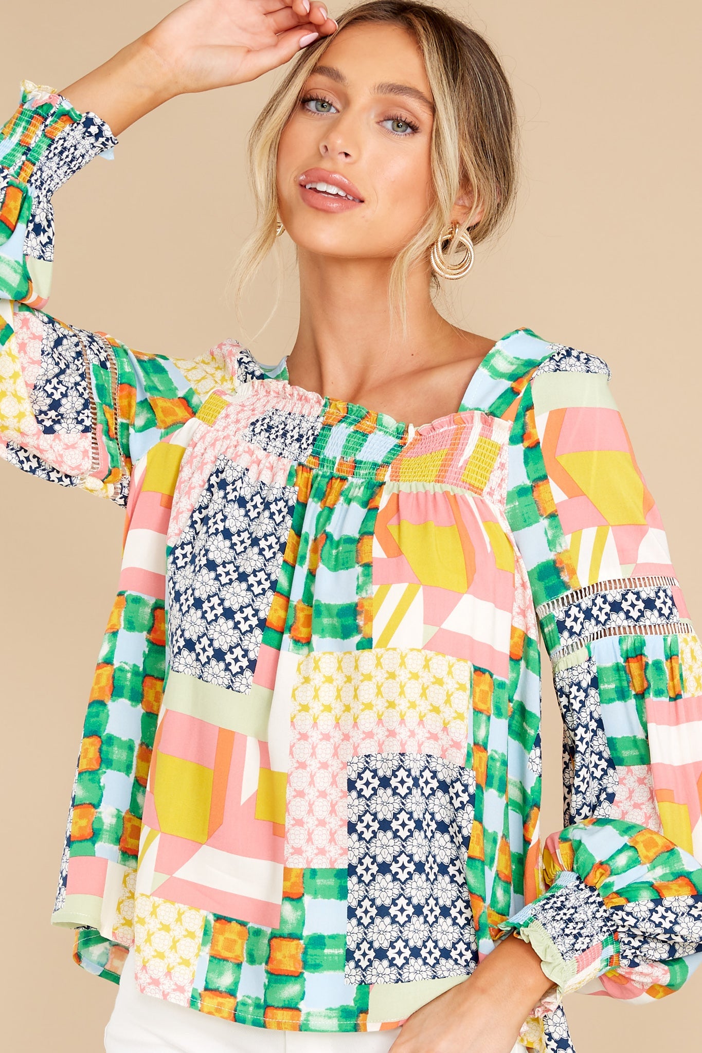 Getting Creative Green Multi Print Top
