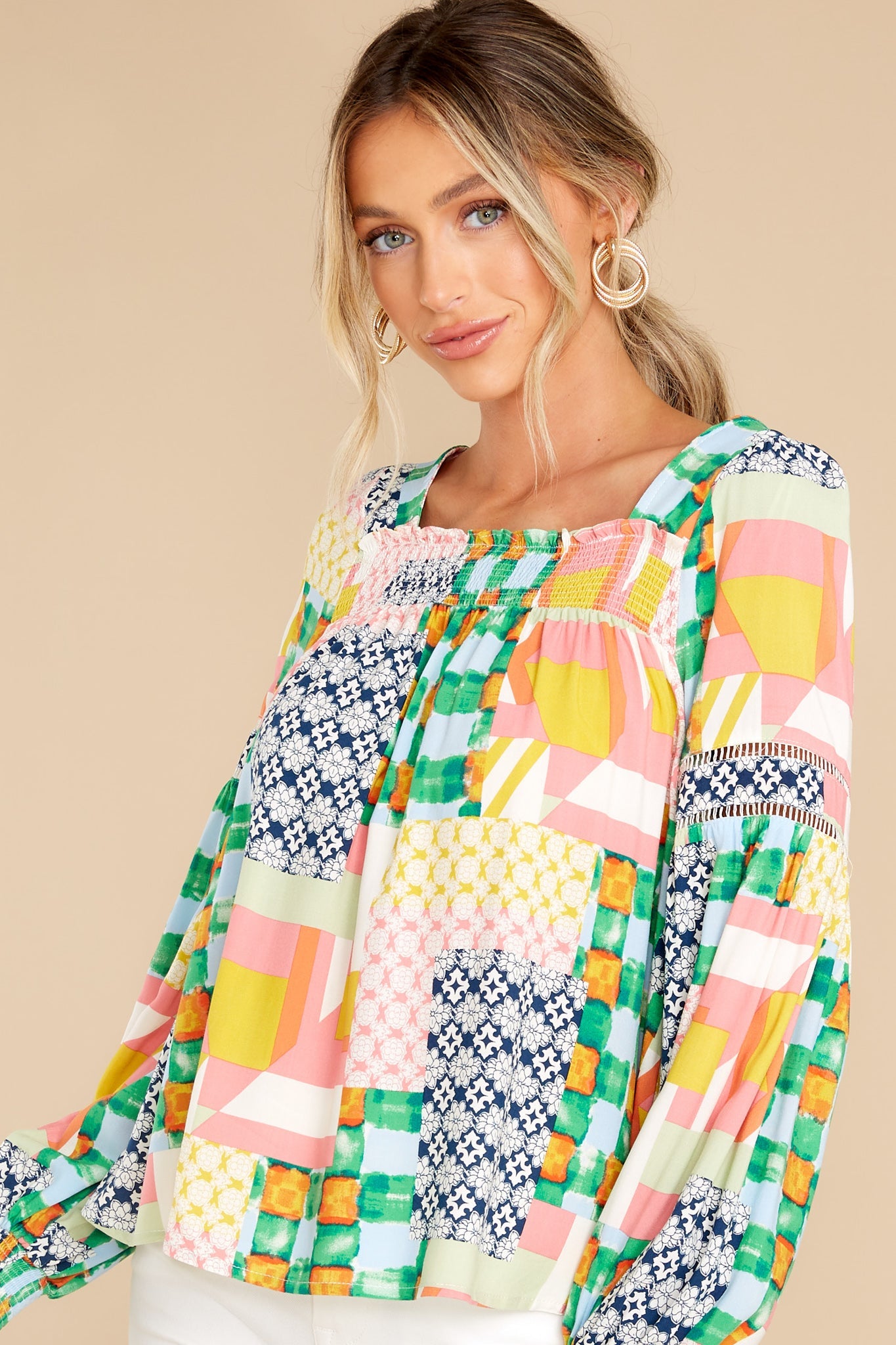 Getting Creative Green Multi Print Top