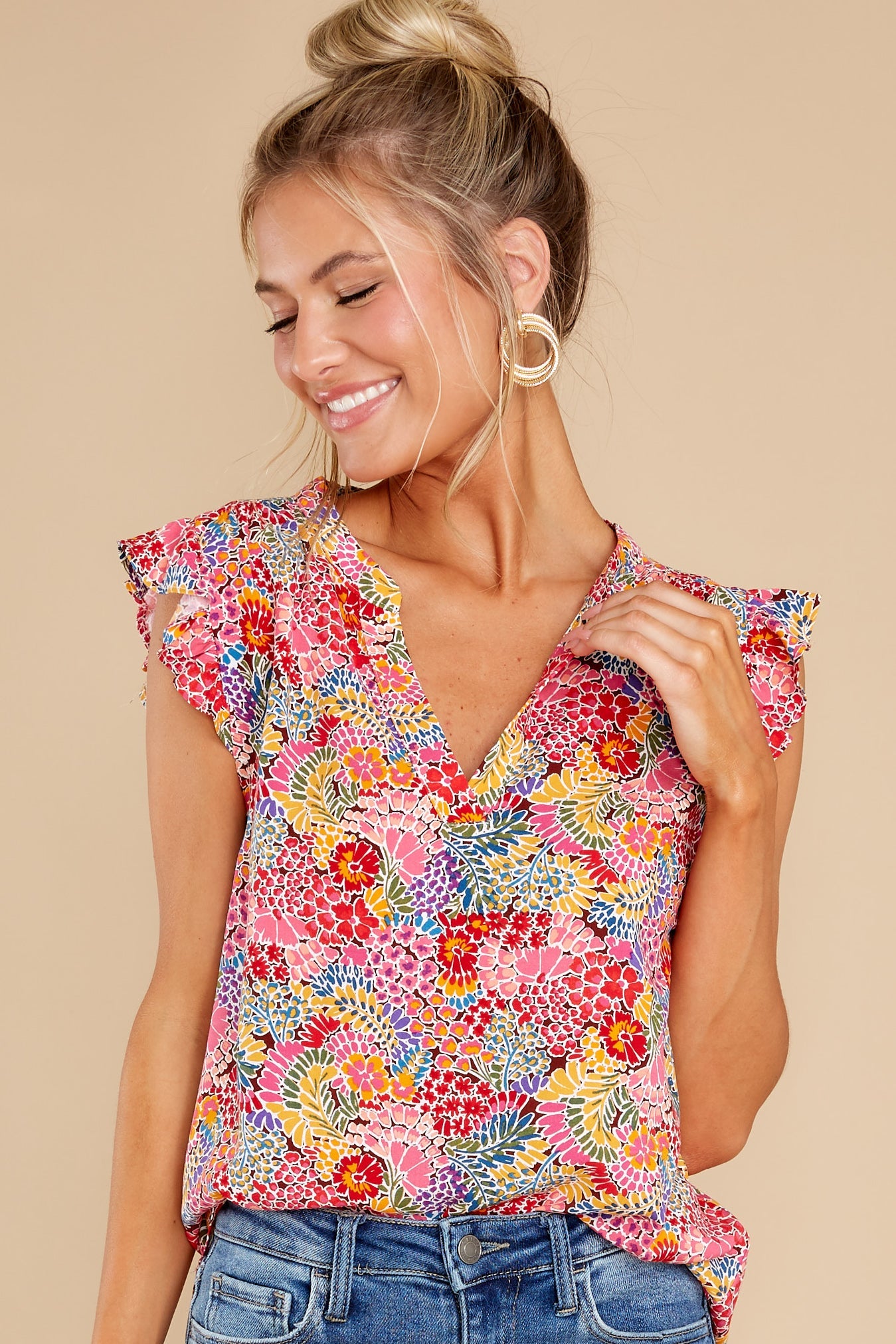 Pick Of The Bunch Pink Floral Print Top