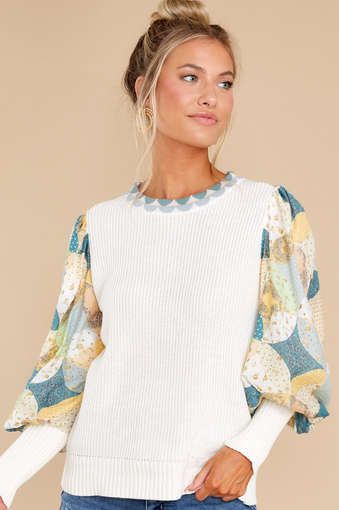Days Like These White Multi Print Sweater