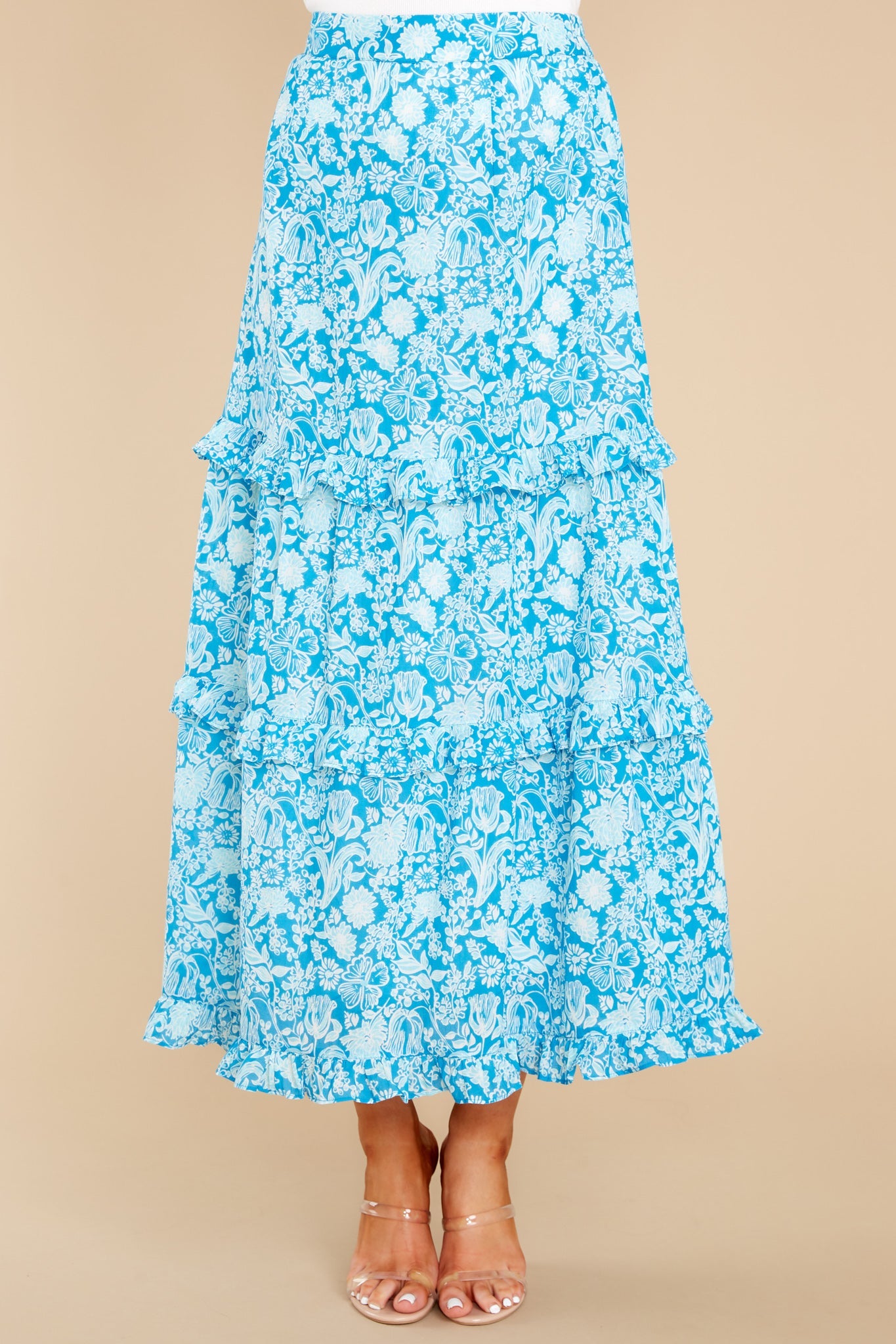 Lindsay Mini Garden Floral Aqua Skirt