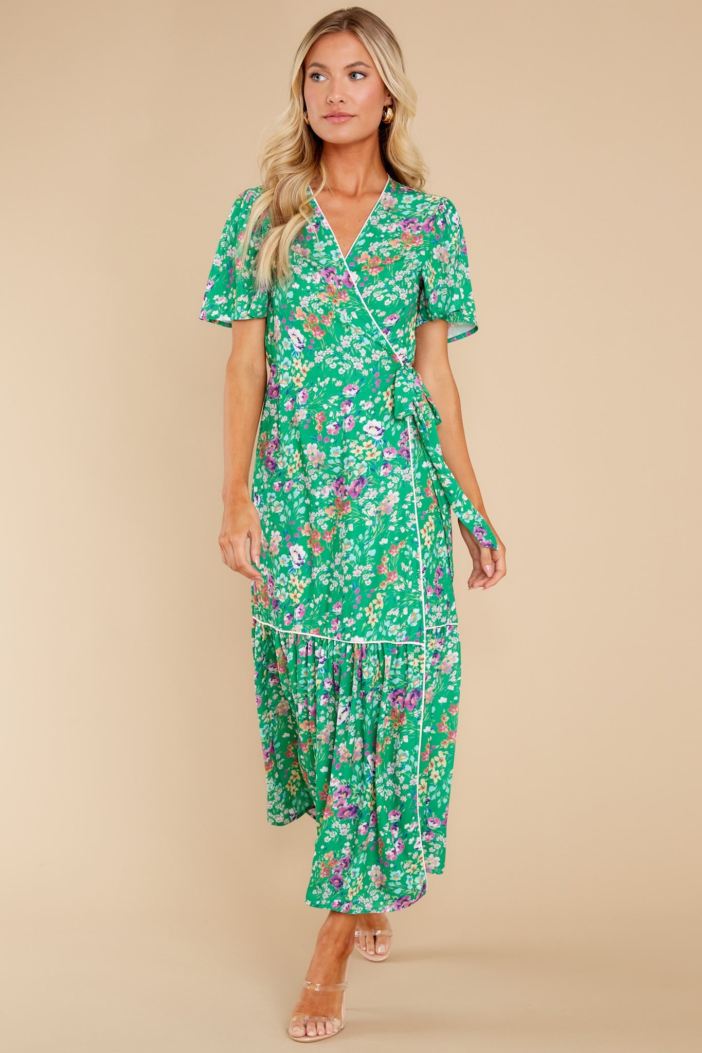 Wren Green Meadow Floral Wrap Dress