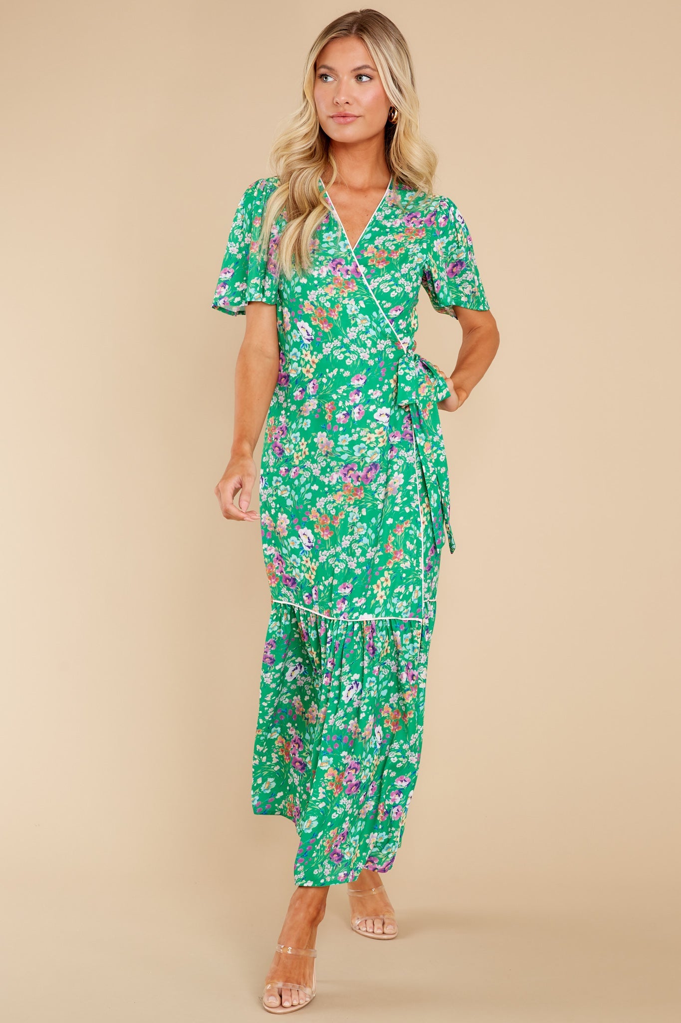 Wren Green Meadow Floral Wrap Dress