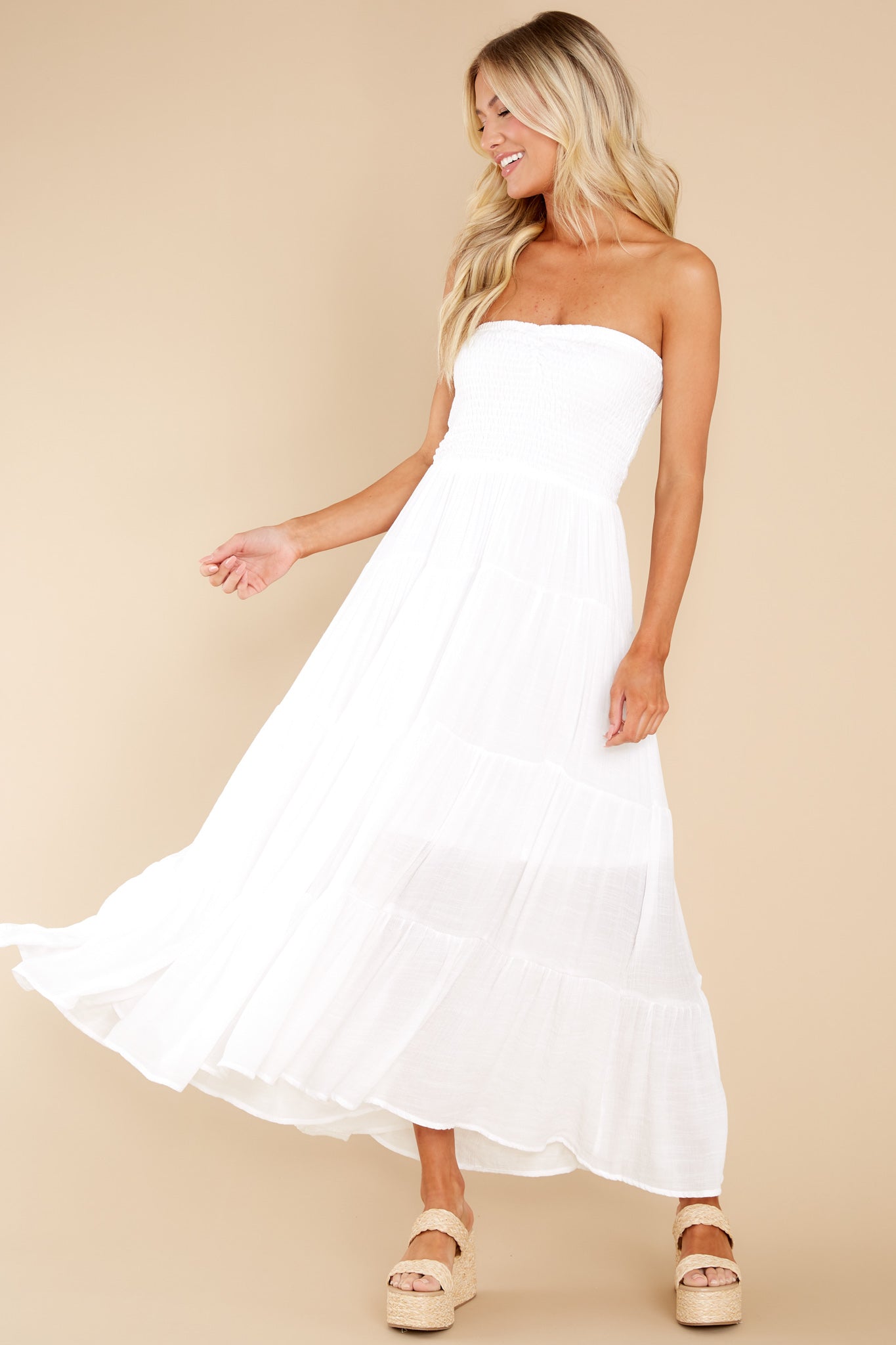 Pretty And Poised White Maxi Dress