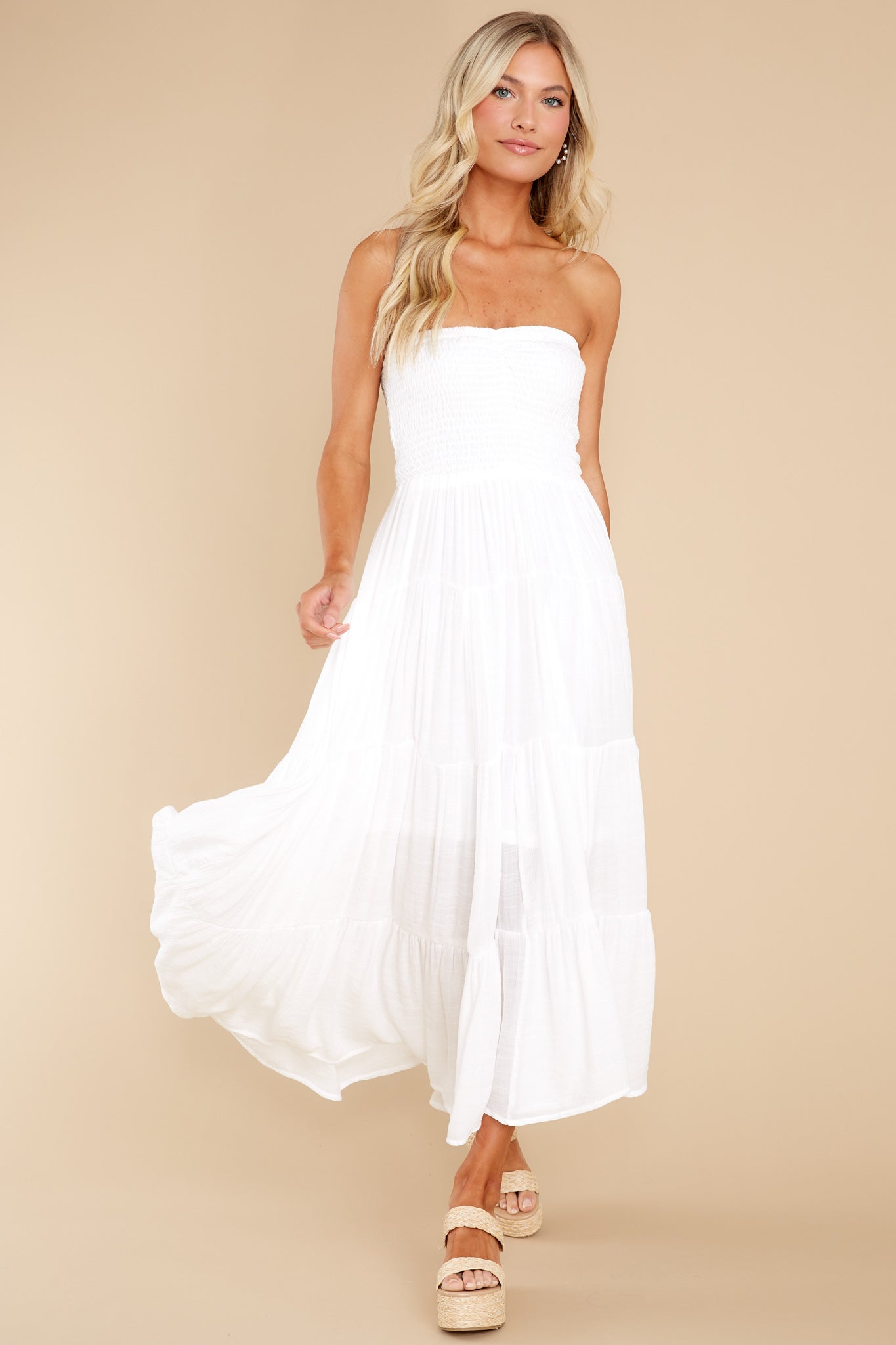 Pretty And Poised White Maxi Dress