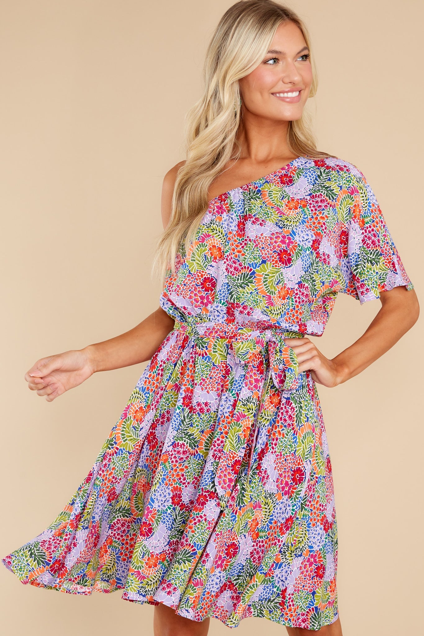 Good Times Ahead Lavender Floral Print Dress